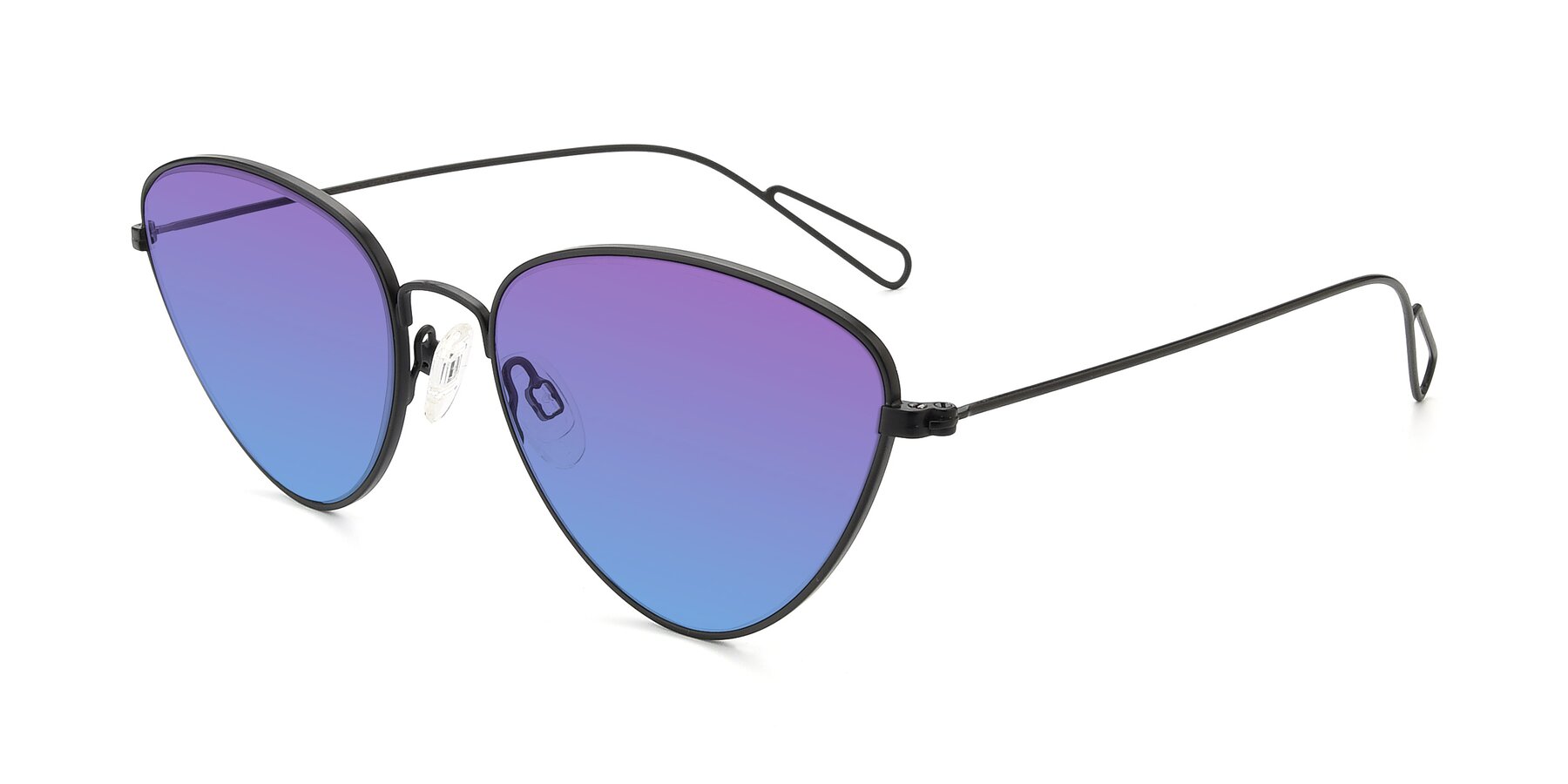 Angle of Butterfly Effect in Black with Purple / Blue Gradient Lenses