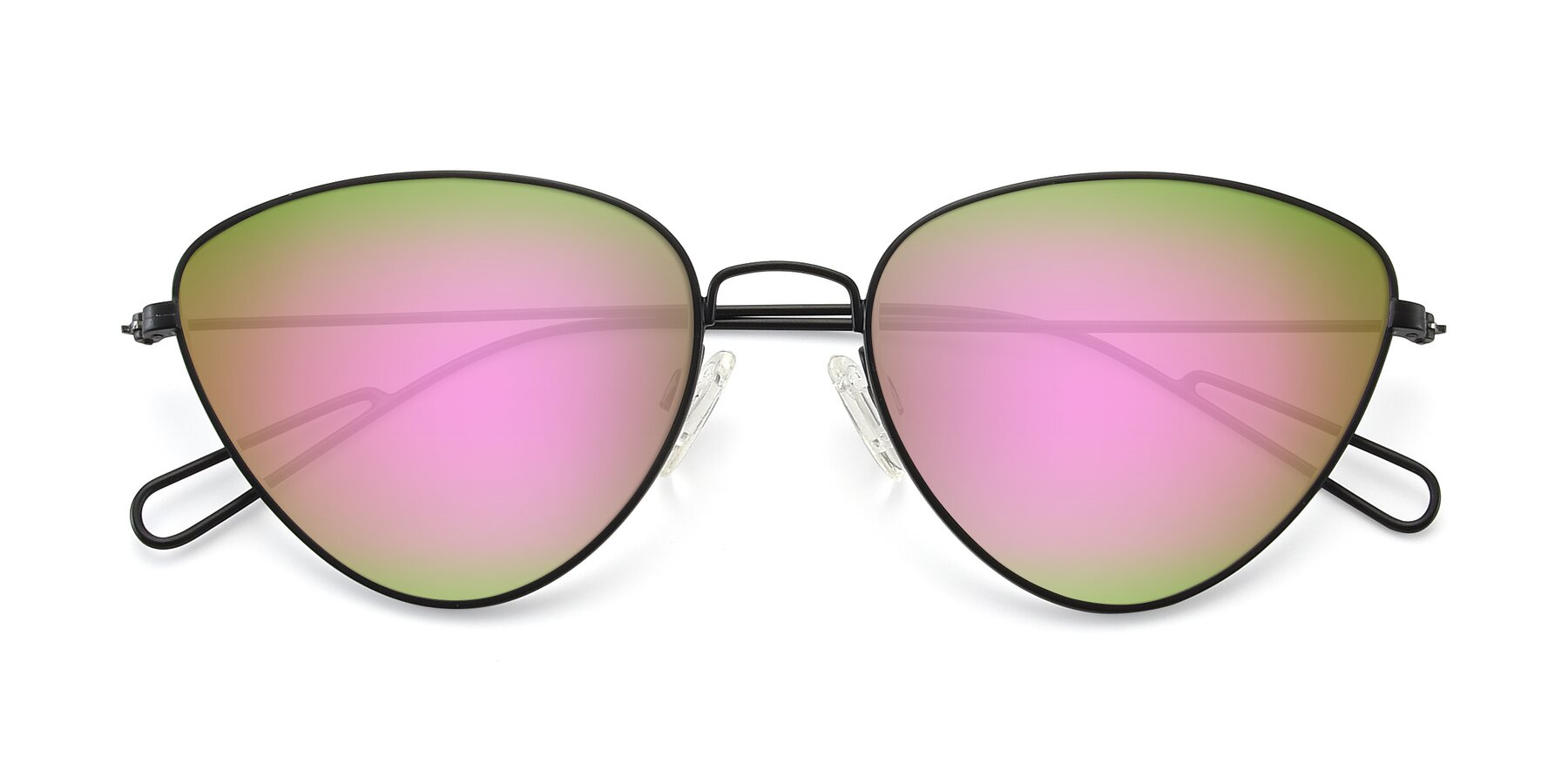 Folded Front of Butterfly Effect in Black with Pink Mirrored Lenses
