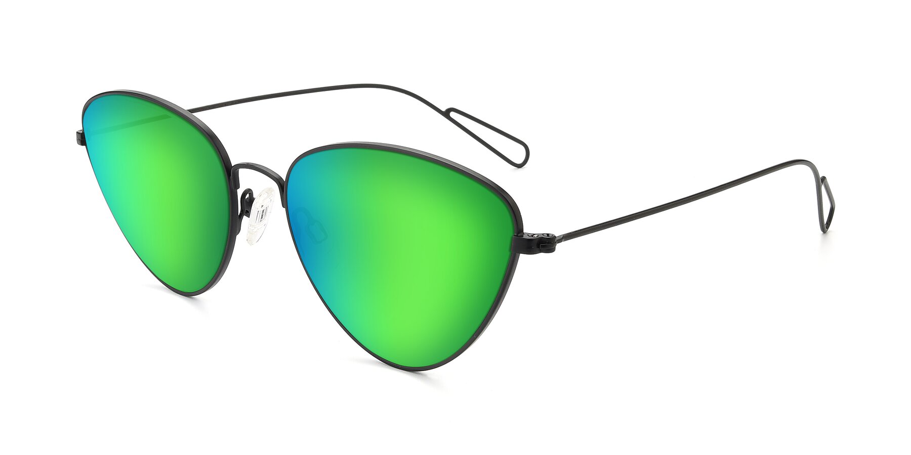 Angle of Butterfly Effect in Black with Green Mirrored Lenses