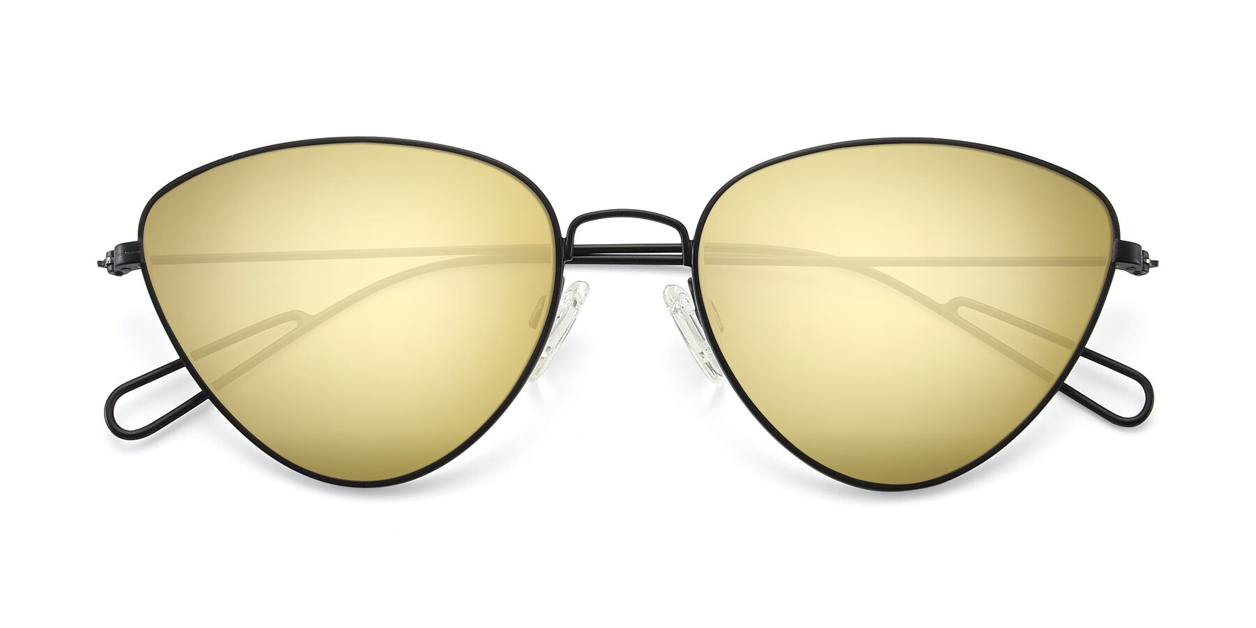 Folded Front of Butterfly Effect in Black with Gold Mirrored Lenses