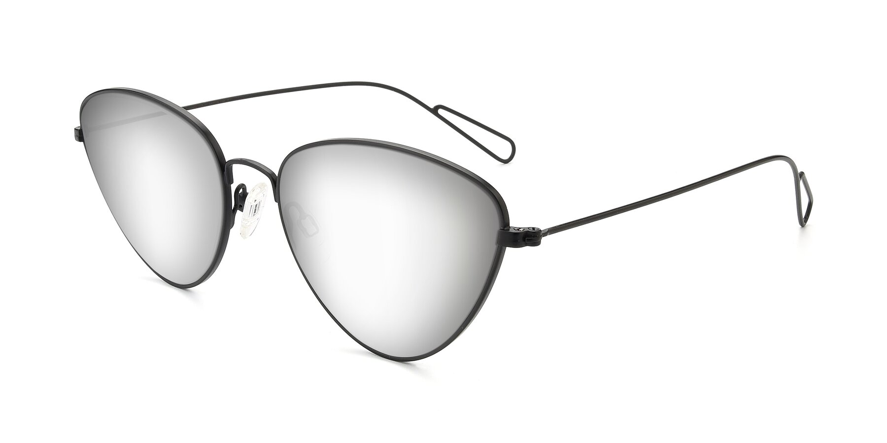 Angle of Butterfly Effect in Black with Silver Mirrored Lenses