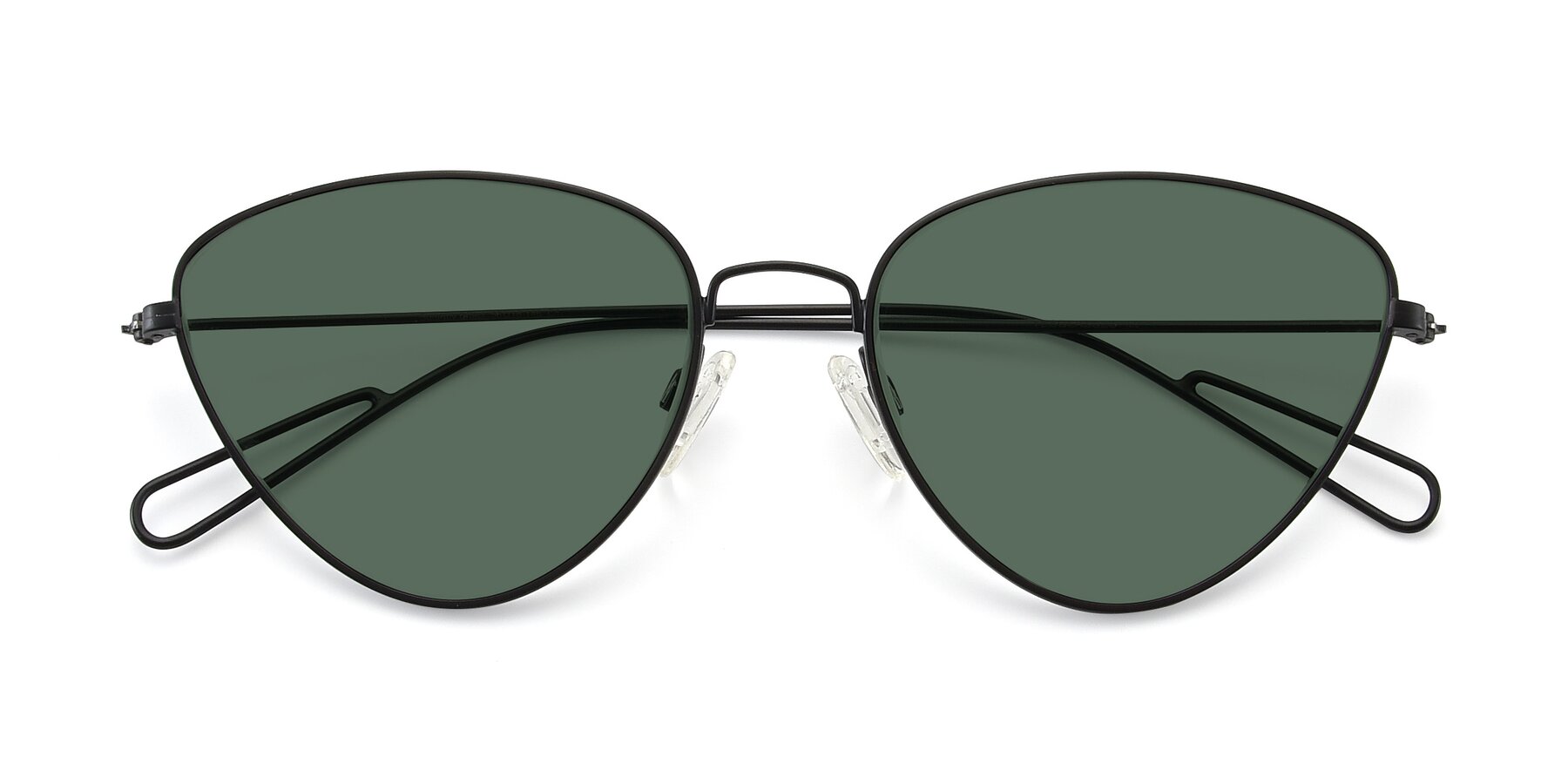 Folded Front of Butterfly Effect in Black with Green Polarized Lenses