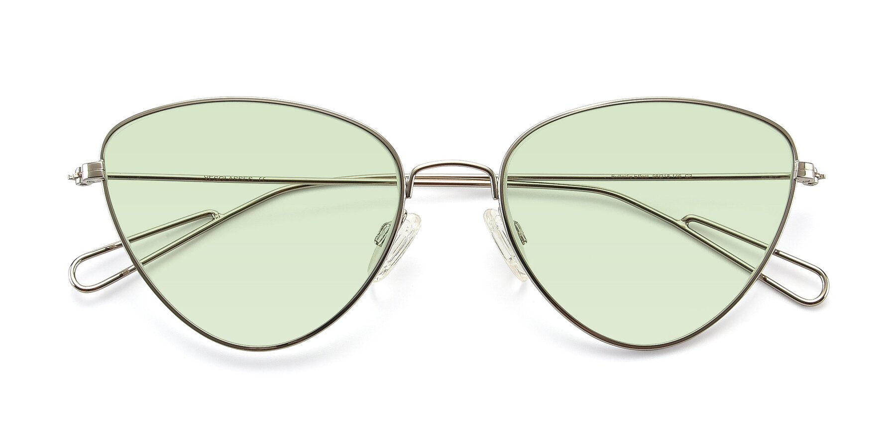 Folded Front of Butterfly Effect in Silver with Light Green Tinted Lenses