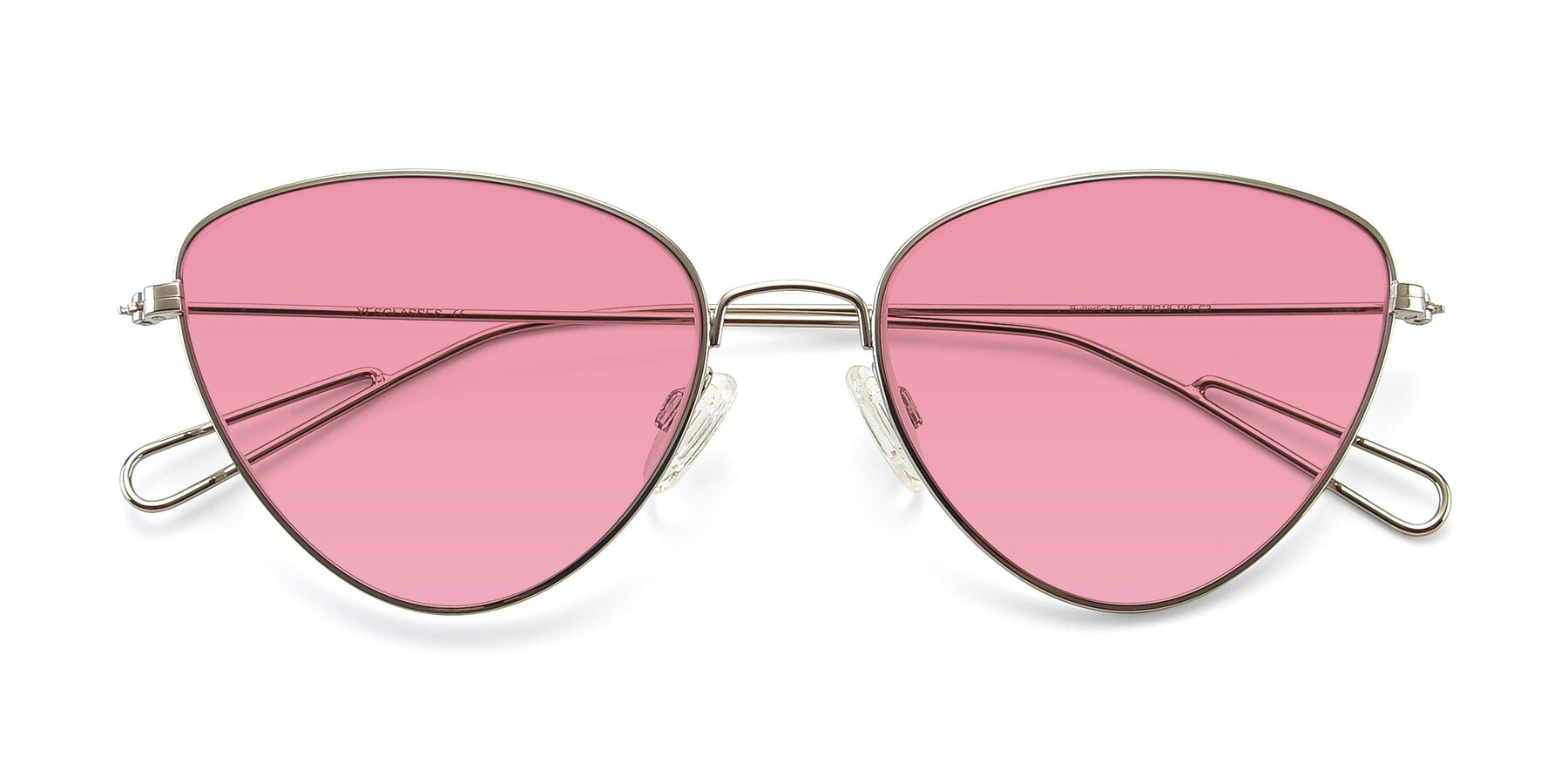 Folded Front of Butterfly Effect in Silver with Pink Tinted Lenses