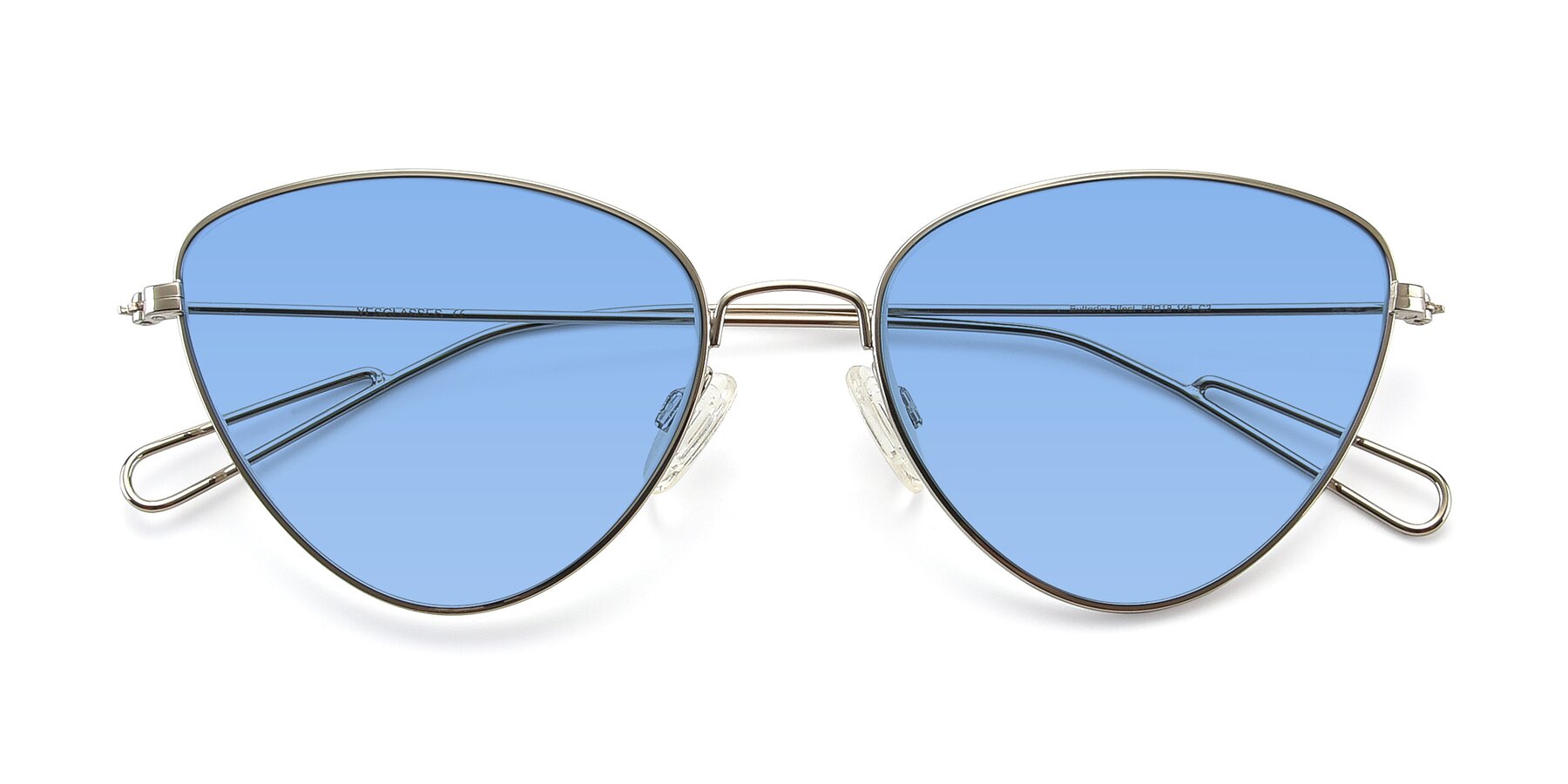 Folded Front of Butterfly Effect in Silver with Medium Blue Tinted Lenses