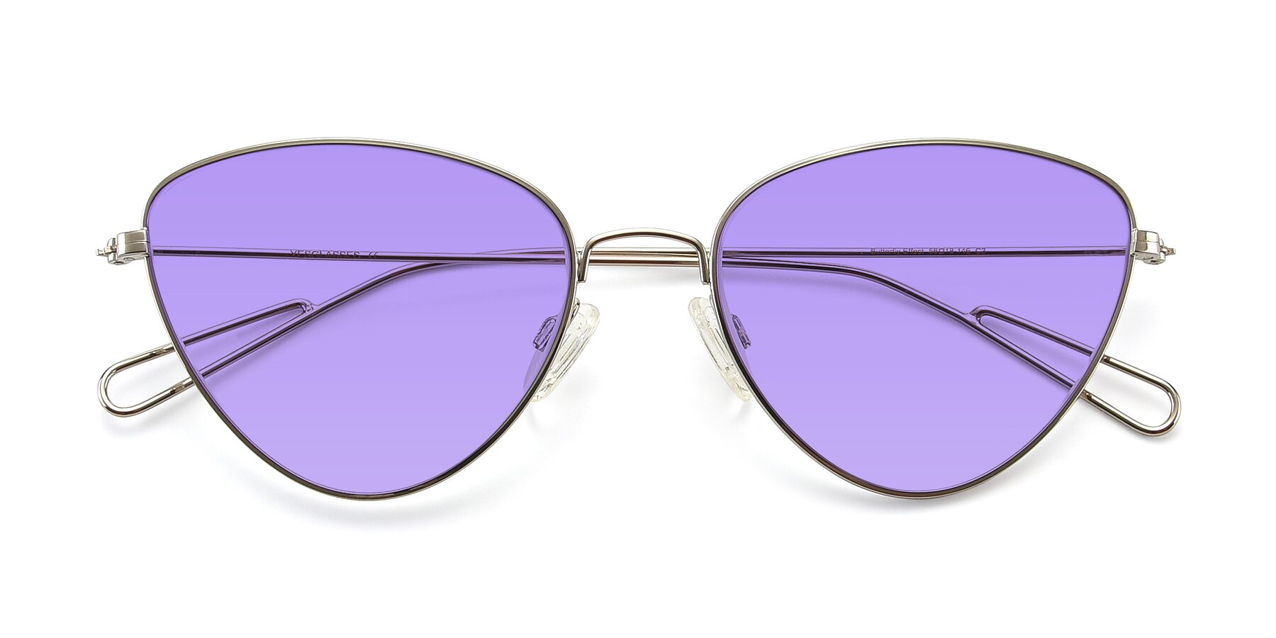 Folded Front of Butterfly Effect in Silver with Medium Purple Tinted Lenses