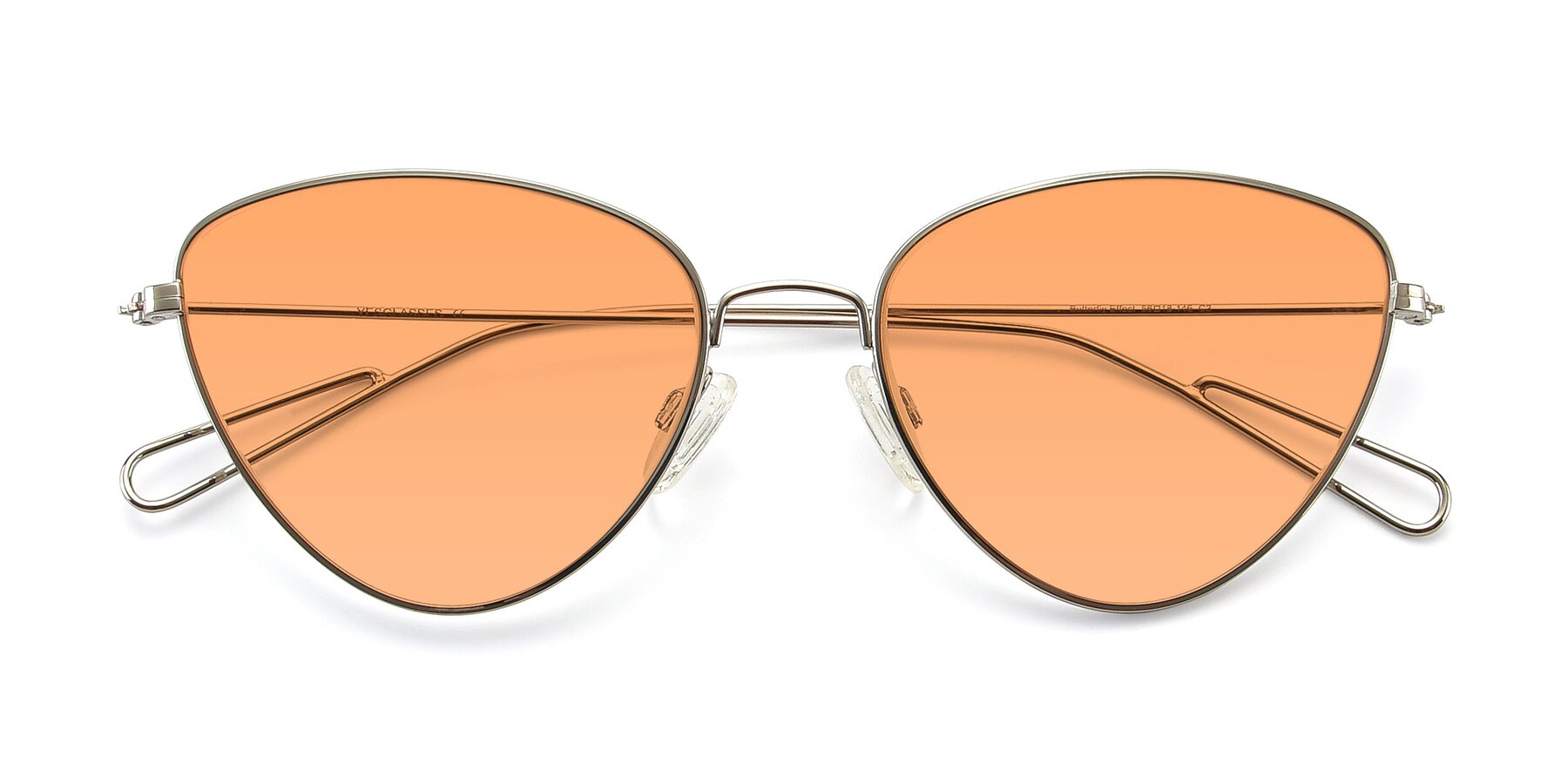Folded Front of Butterfly Effect in Silver with Medium Orange Tinted Lenses