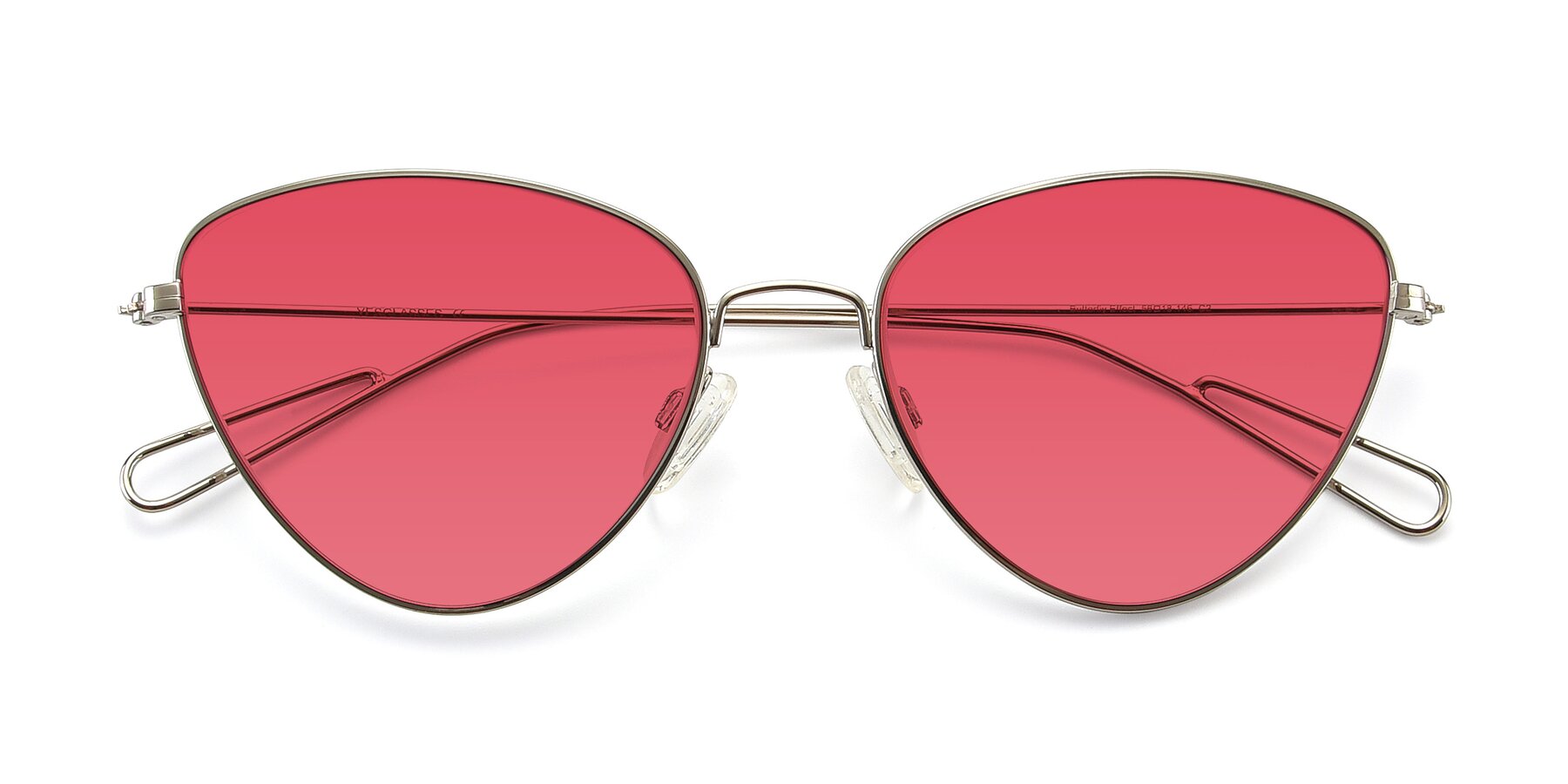 Folded Front of Butterfly Effect in Silver with Red Tinted Lenses