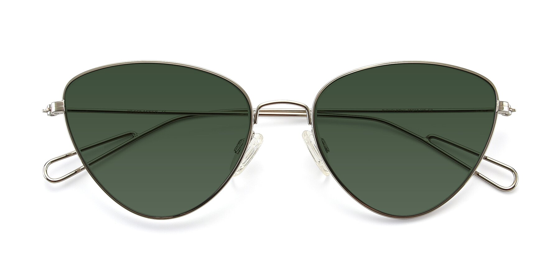 Folded Front of Butterfly Effect in Silver with Green Tinted Lenses