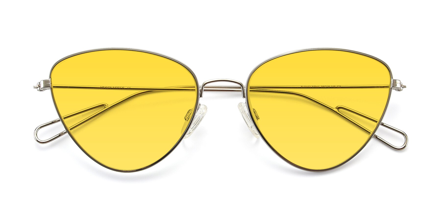 Folded Front of Butterfly Effect in Silver with Yellow Tinted Lenses