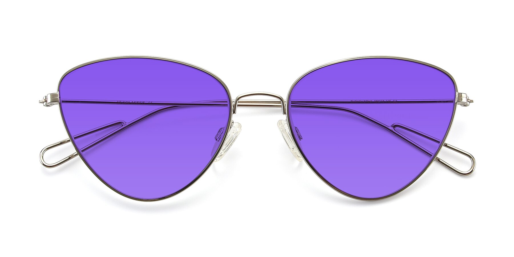Folded Front of Butterfly Effect in Silver with Purple Tinted Lenses