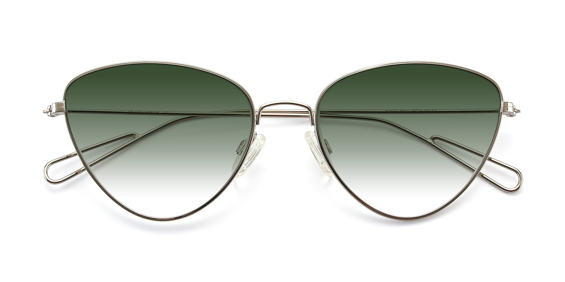 Folded Front of Butterfly Effect in Silver with Green Gradient Lenses
