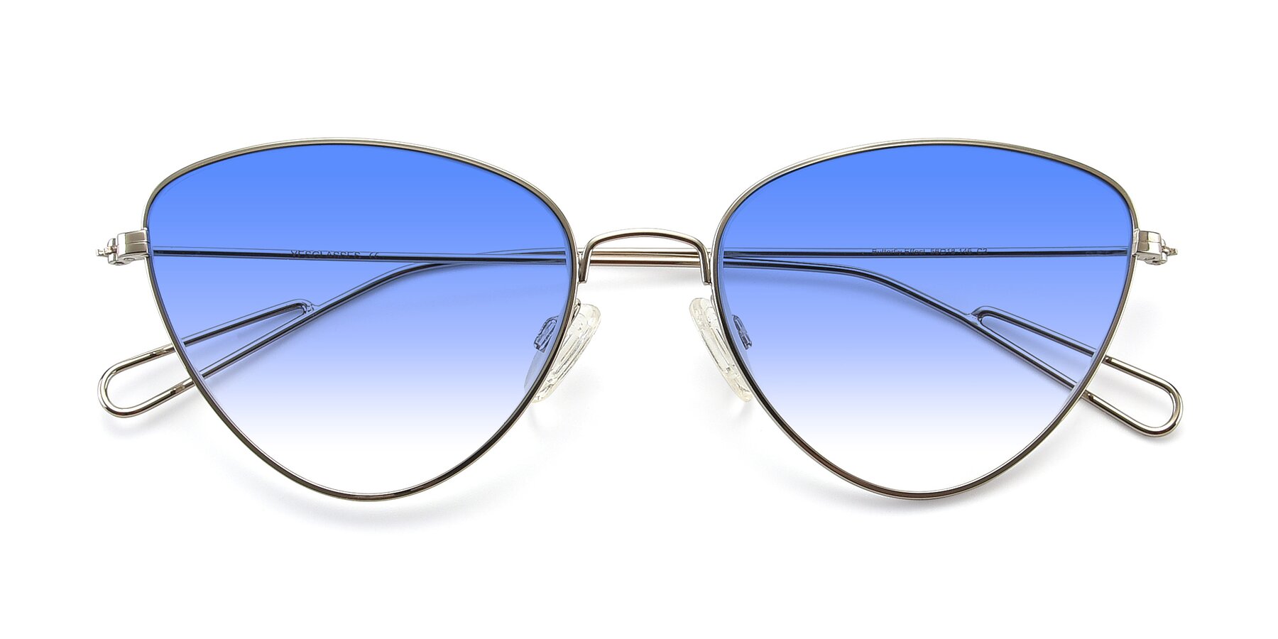 Folded Front of Butterfly Effect in Silver with Blue Gradient Lenses