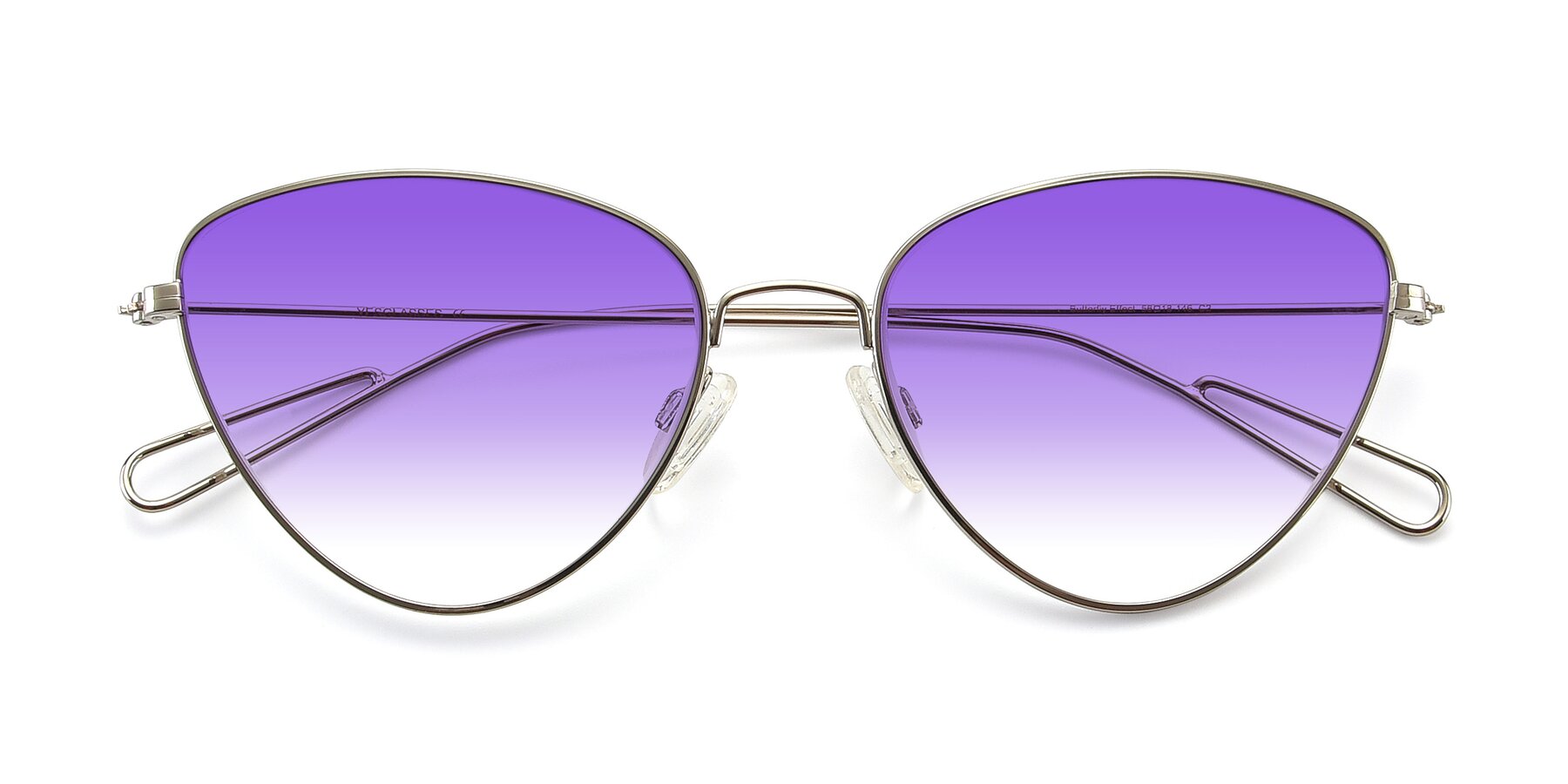 Folded Front of Butterfly Effect in Silver with Purple Gradient Lenses