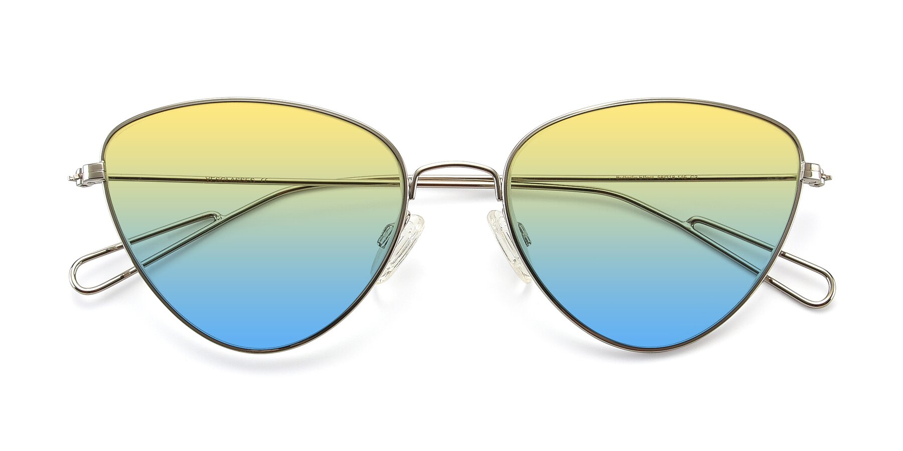 Folded Front of Butterfly Effect in Silver with Yellow / Blue Gradient Lenses