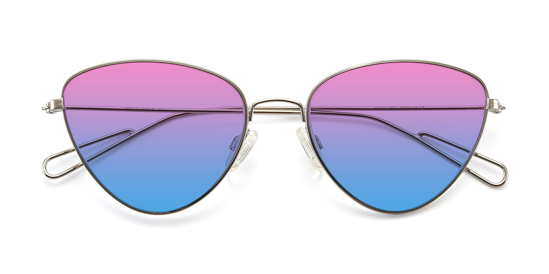 Folded Front of Butterfly Effect in Silver with Pink / Blue Gradient Lenses