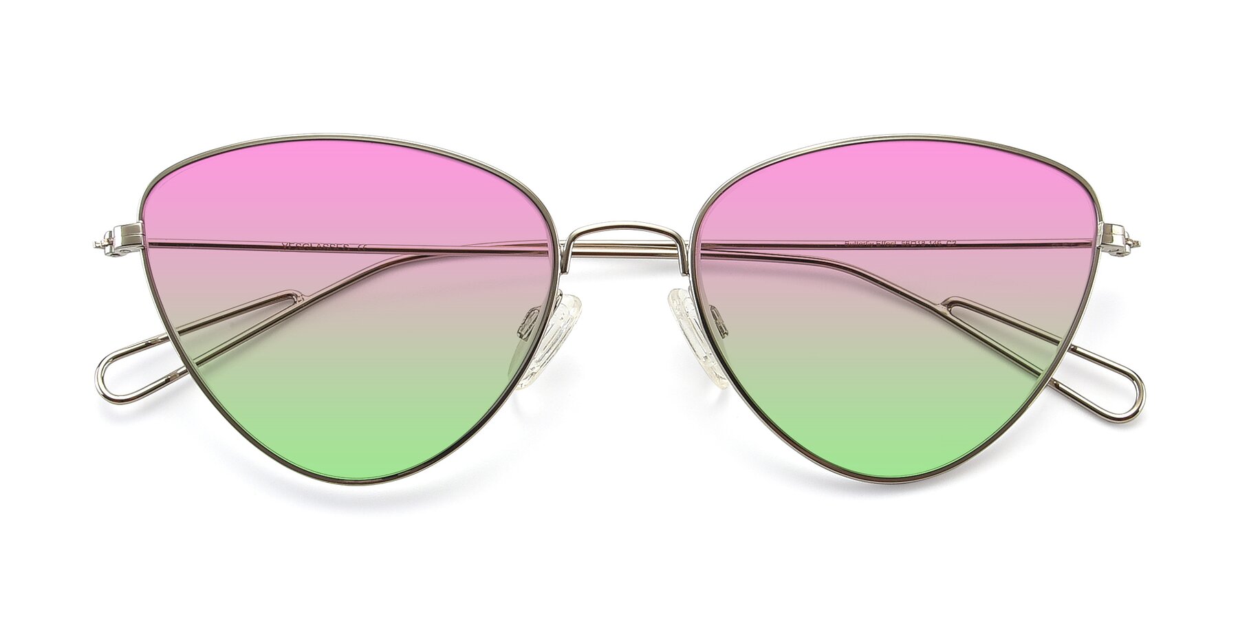 Folded Front of Butterfly Effect in Silver with Pink / Green Gradient Lenses