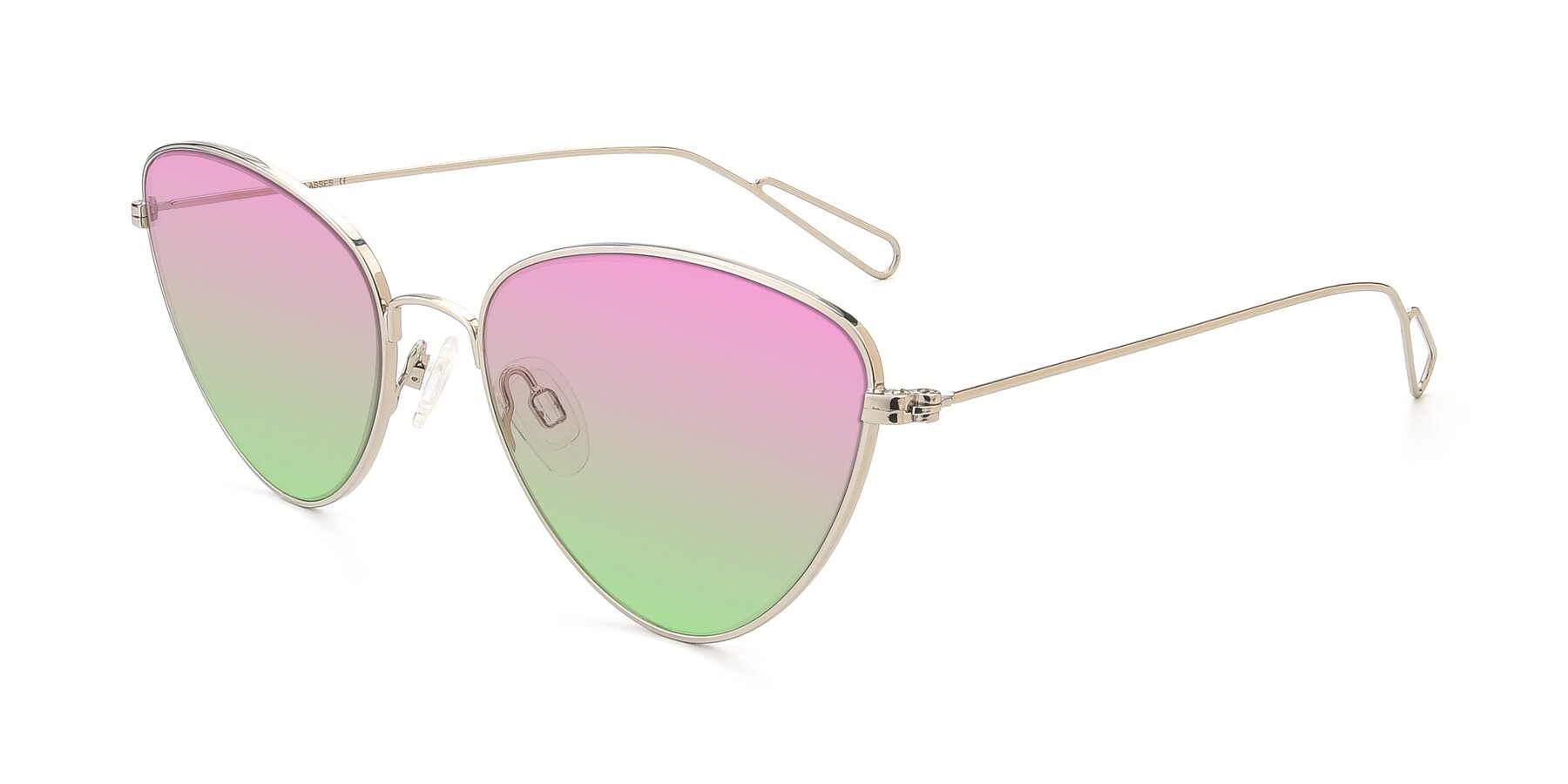 Angle of Butterfly Effect in Silver with Pink / Green Gradient Lenses