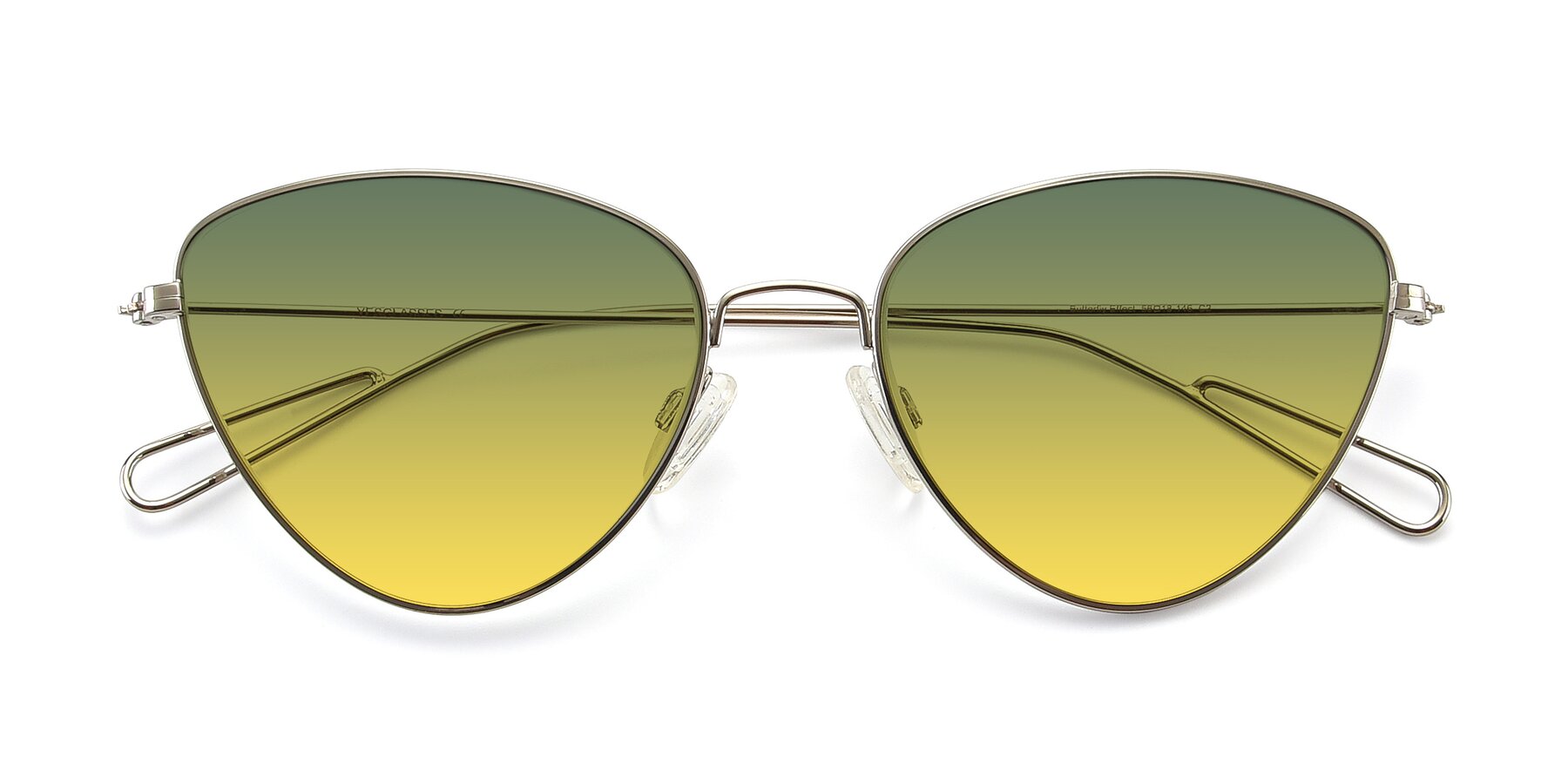 Folded Front of Butterfly Effect in Silver with Green / Yellow Gradient Lenses