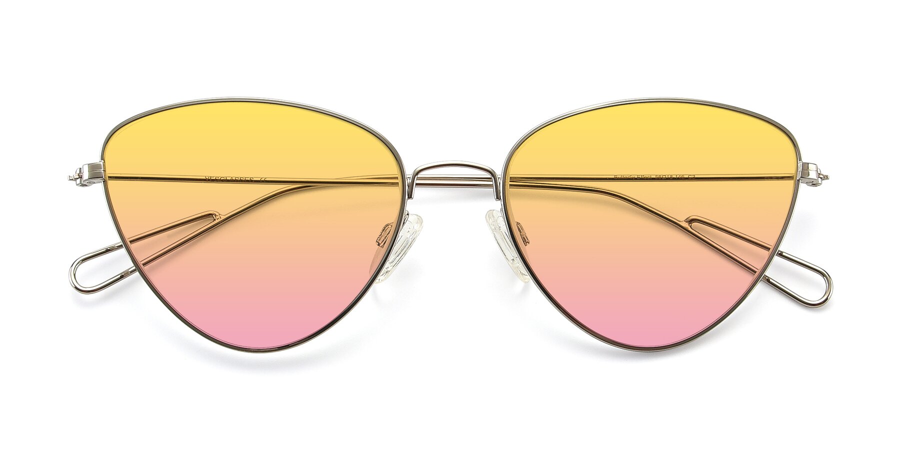 Folded Front of Butterfly Effect in Silver with Yellow / Pink Gradient Lenses