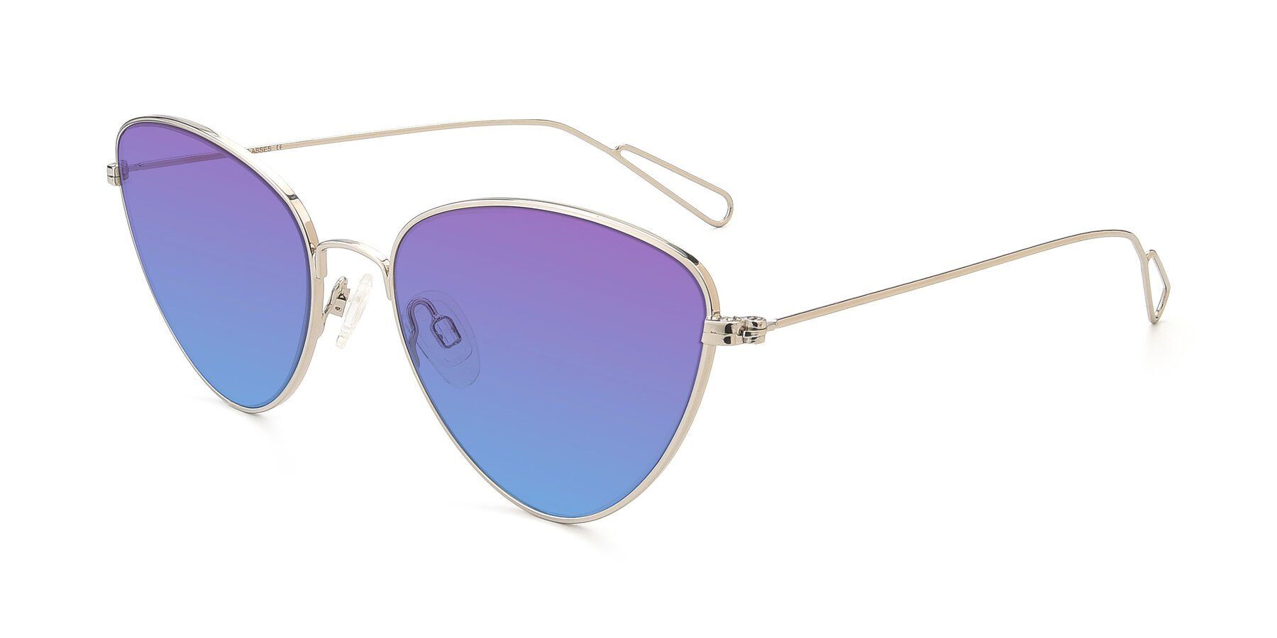 Angle of Butterfly Effect in Silver with Purple / Blue Gradient Lenses
