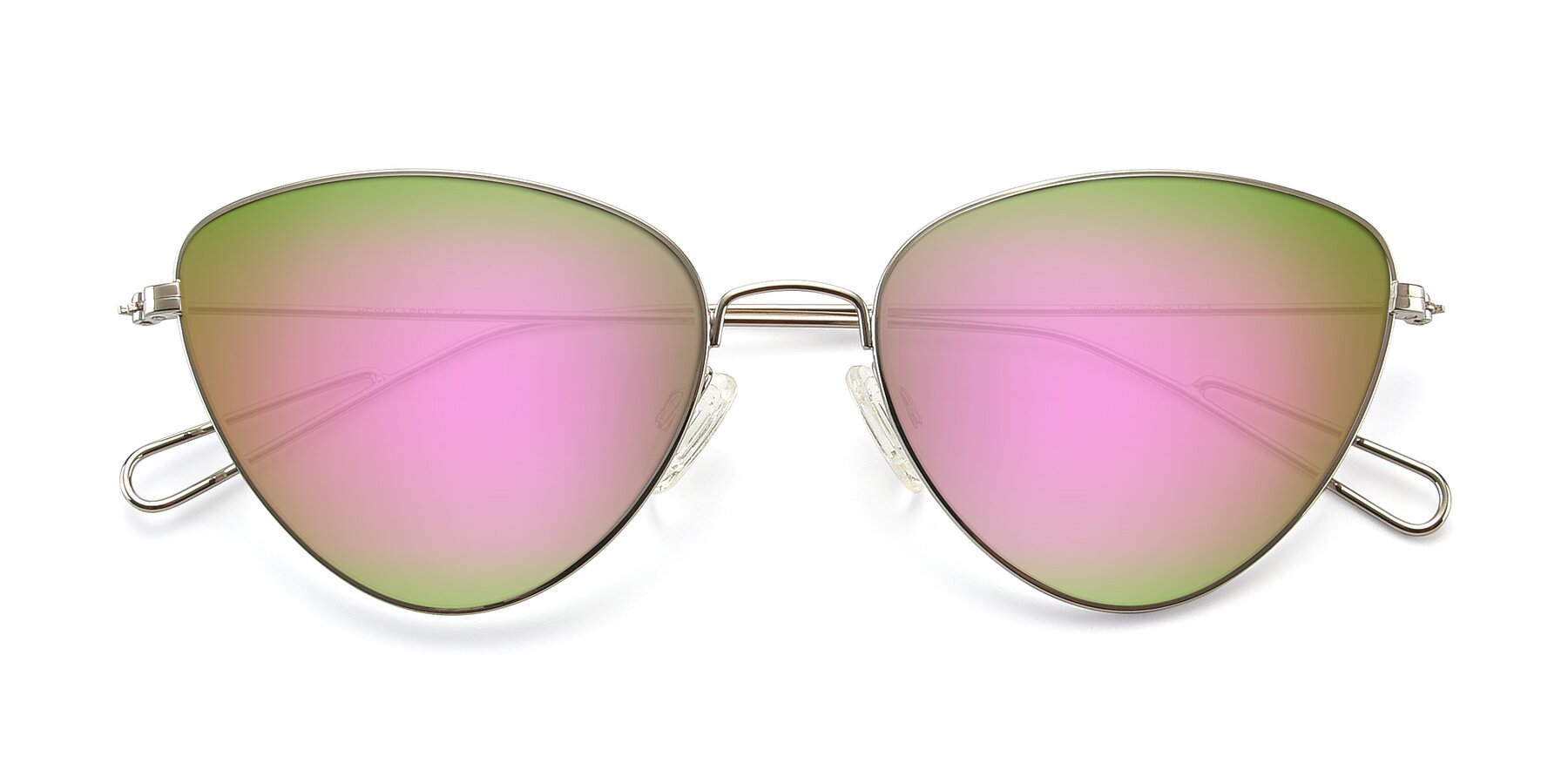 Folded Front of Butterfly Effect in Silver with Pink Mirrored Lenses