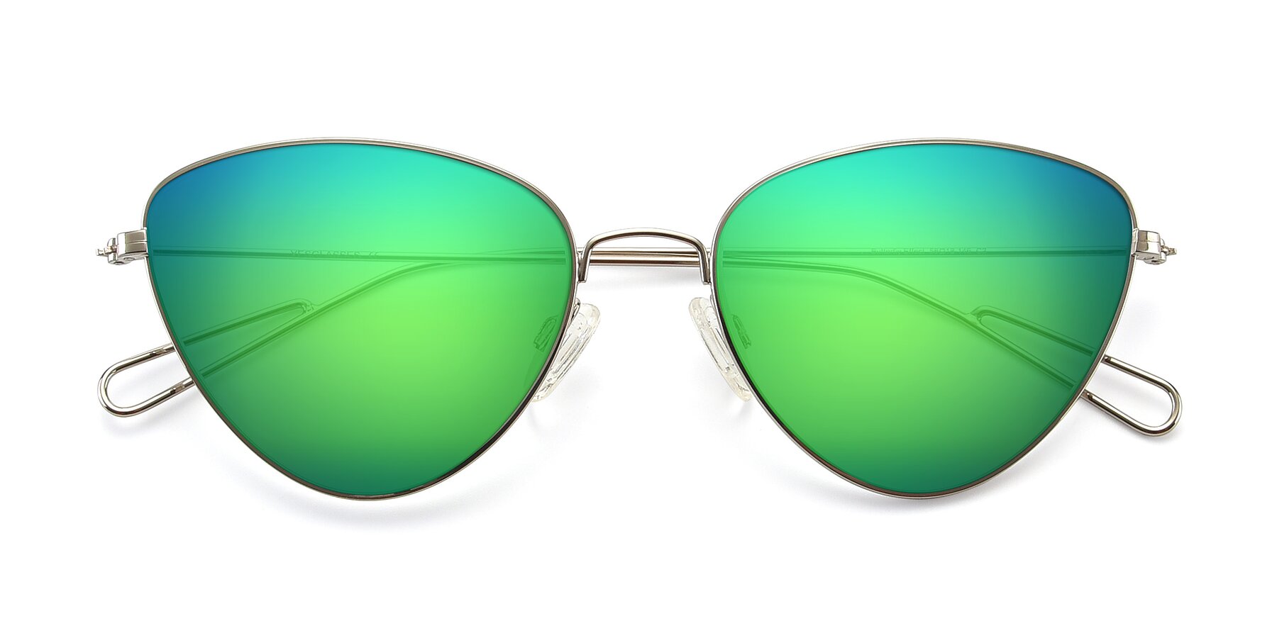 Folded Front of Butterfly Effect in Silver with Green Mirrored Lenses