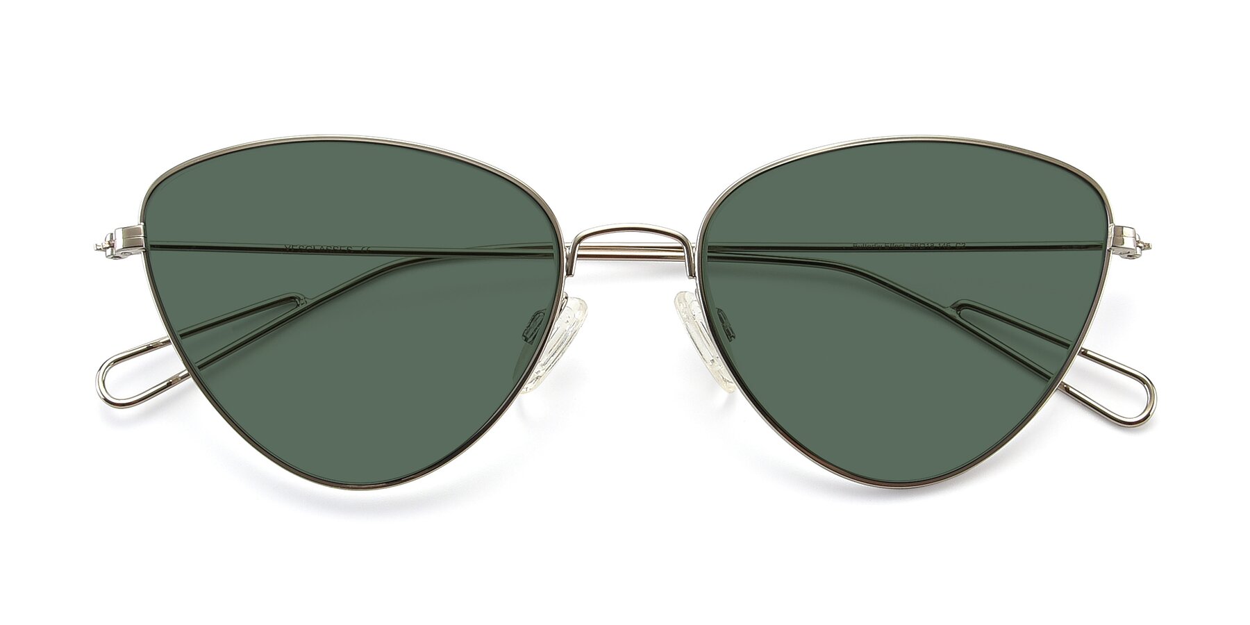Folded Front of Butterfly Effect in Silver with Green Polarized Lenses