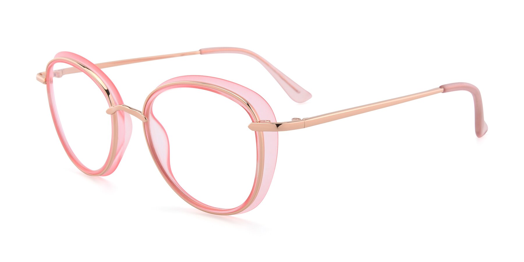 Angle of Cosmopolitan in Pink-Gold with Clear Reading Eyeglass Lenses