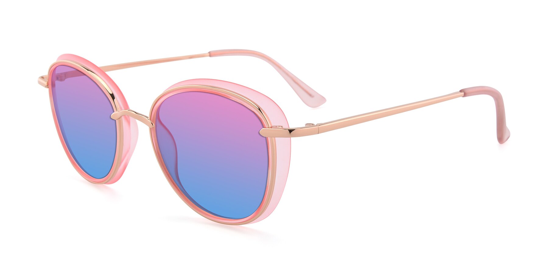 Angle of Cosmopolitan in Pink-Gold with Pink / Blue Gradient Lenses
