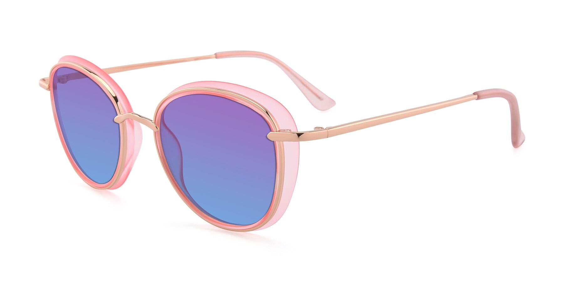 Angle of Cosmopolitan in Pink-Gold with Purple / Blue Gradient Lenses