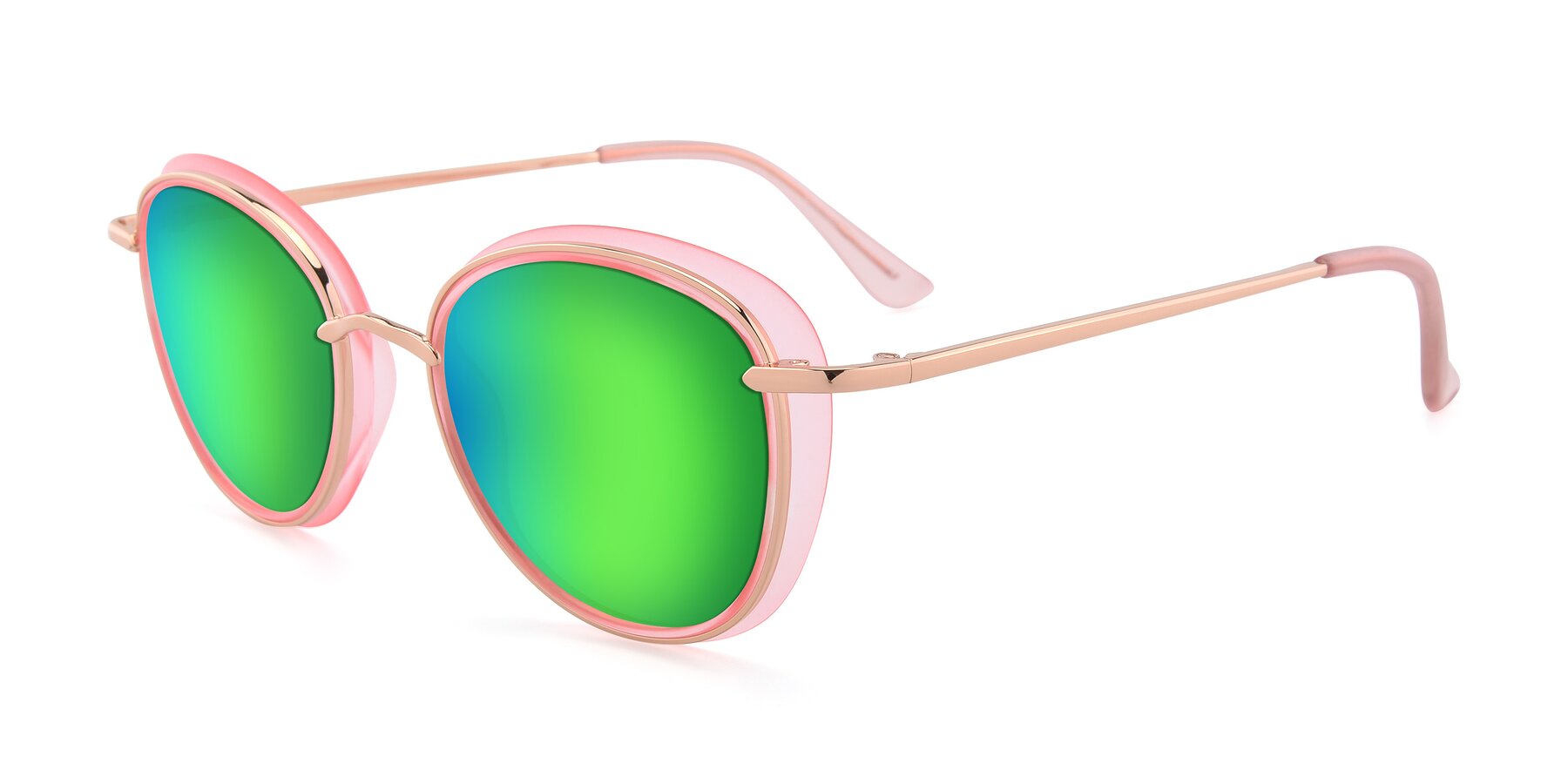 Angle of Cosmopolitan in Pink-Gold with Green Mirrored Lenses