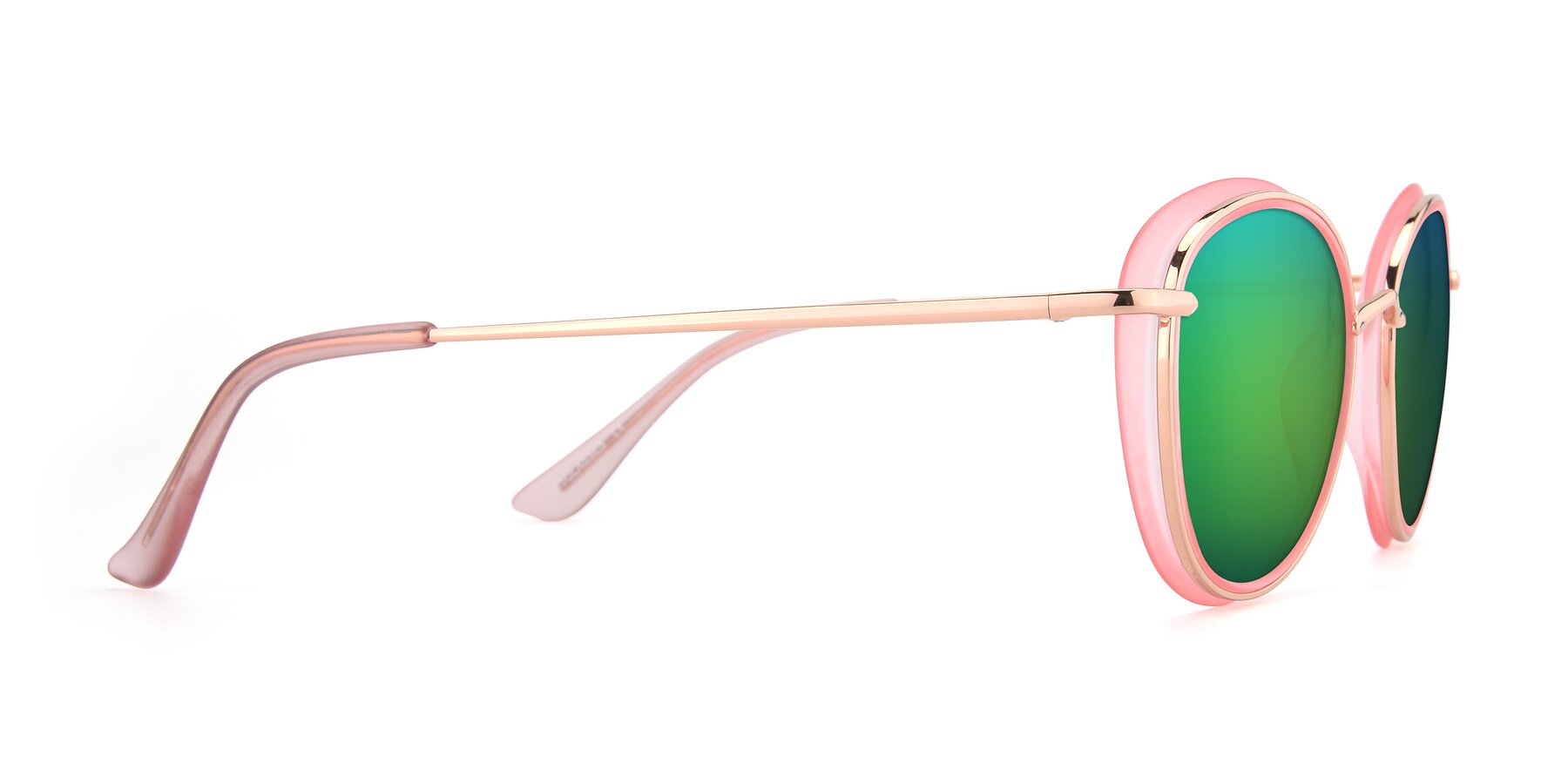 Side of Cosmopolitan in Pink-Gold with Green Mirrored Lenses