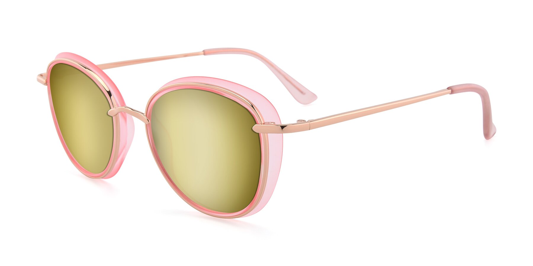 Angle of Cosmopolitan in Pink-Gold with Gold Mirrored Lenses