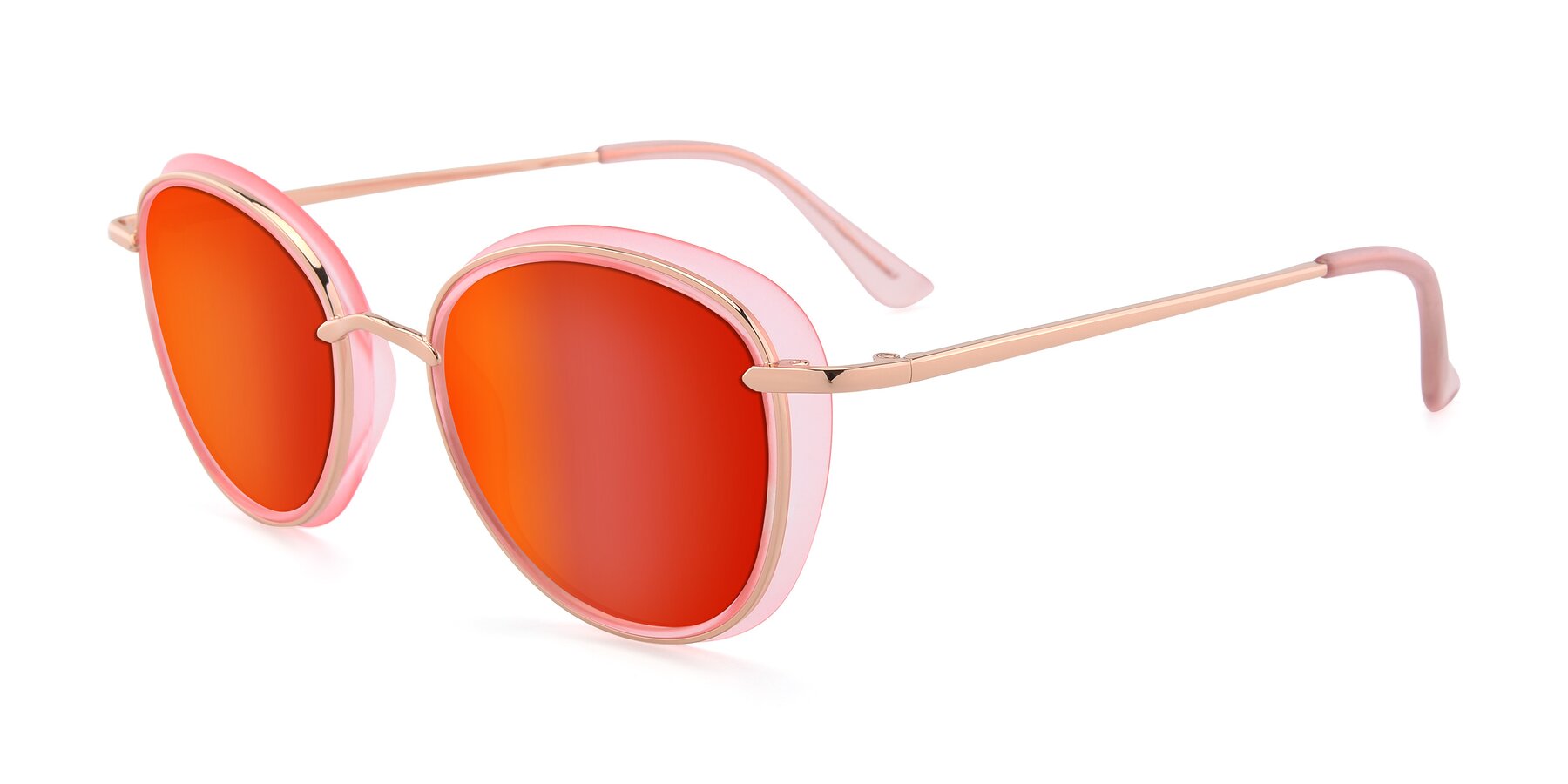 Angle of Cosmopolitan in Pink-Gold with Red Gold Mirrored Lenses