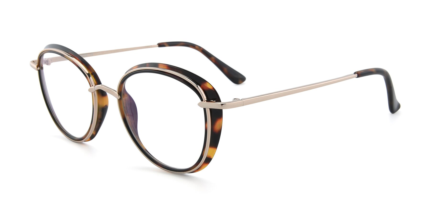 Angle of Cosmopolitan in Tortoise-Silver with Clear Blue Light Blocking Lenses