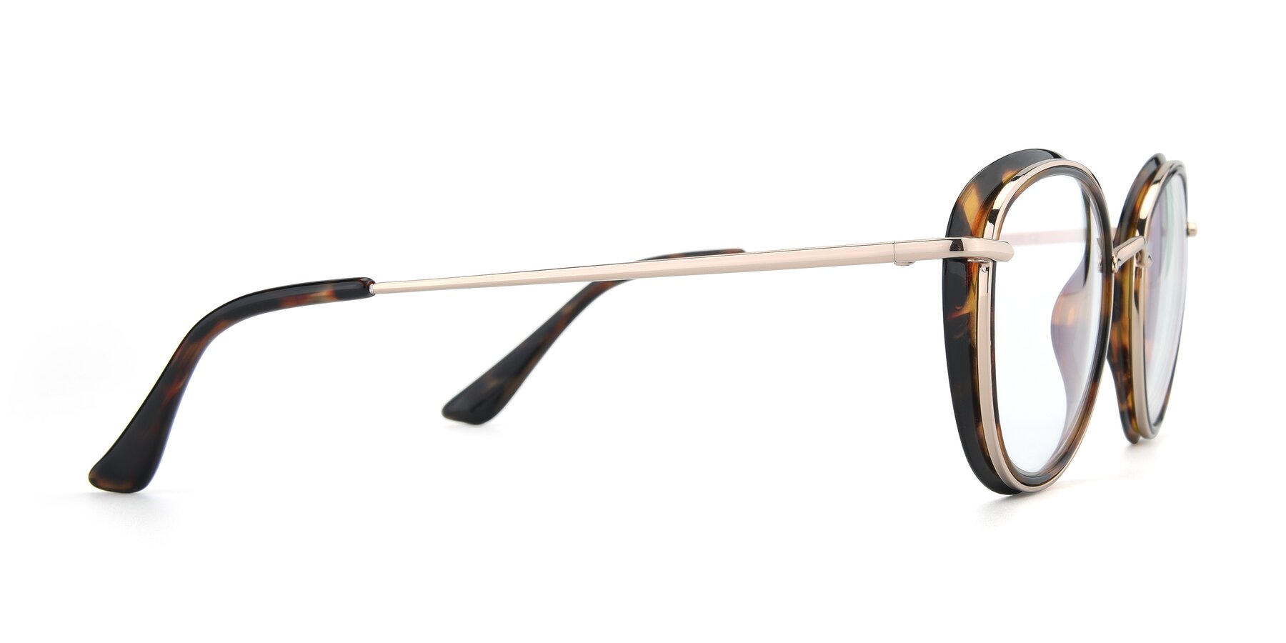 Side of Cosmopolitan in Tortoise-Silver with Clear Eyeglass Lenses