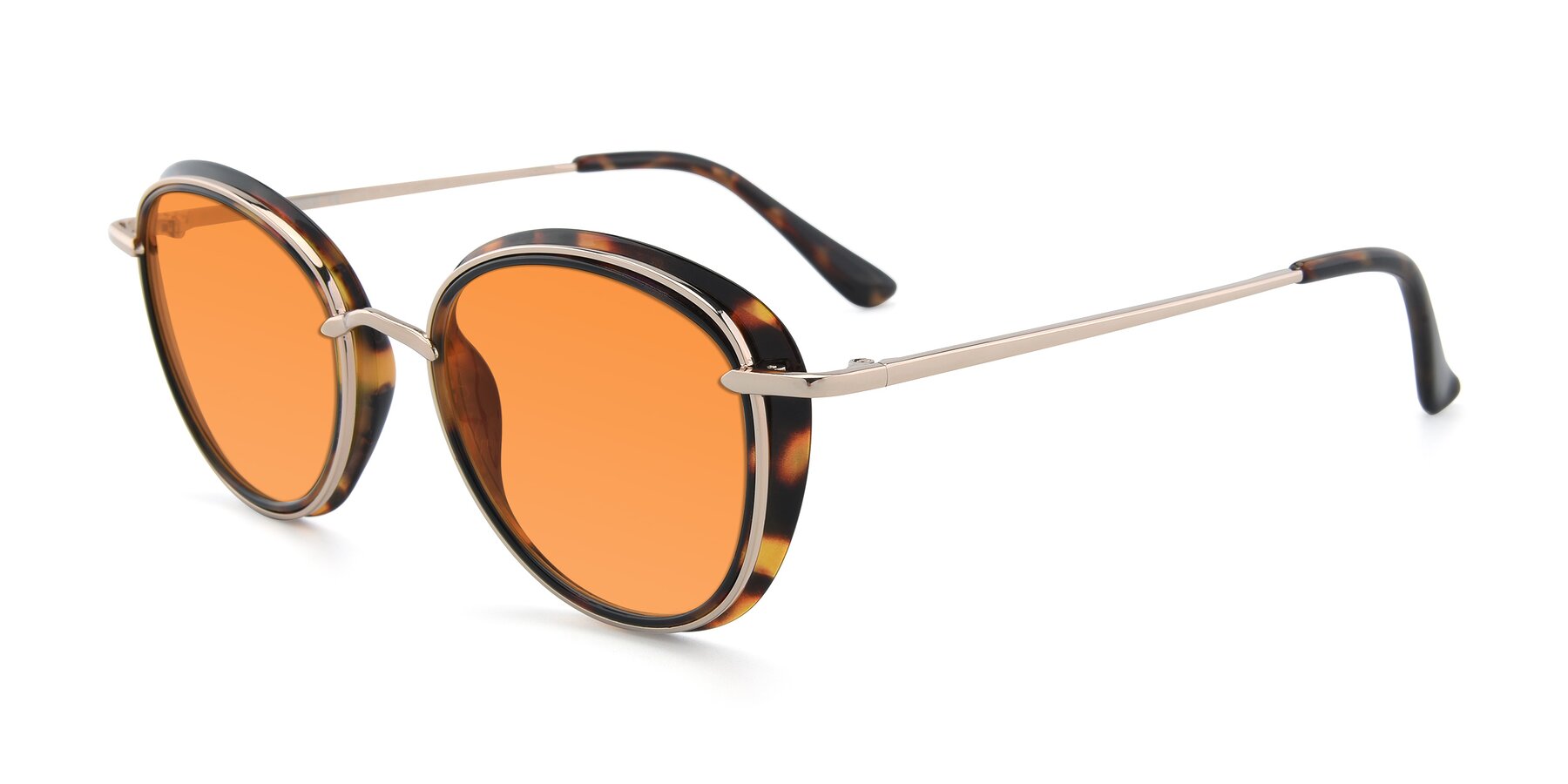 Angle of Cosmopolitan in Tortoise-Silver with Orange Tinted Lenses