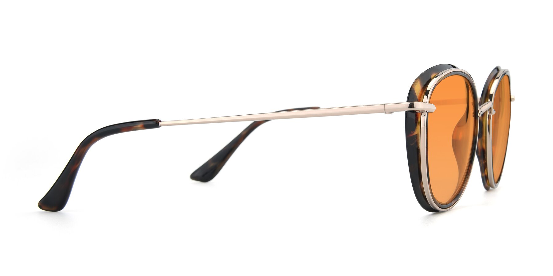 Side of Cosmopolitan in Tortoise-Silver with Orange Tinted Lenses