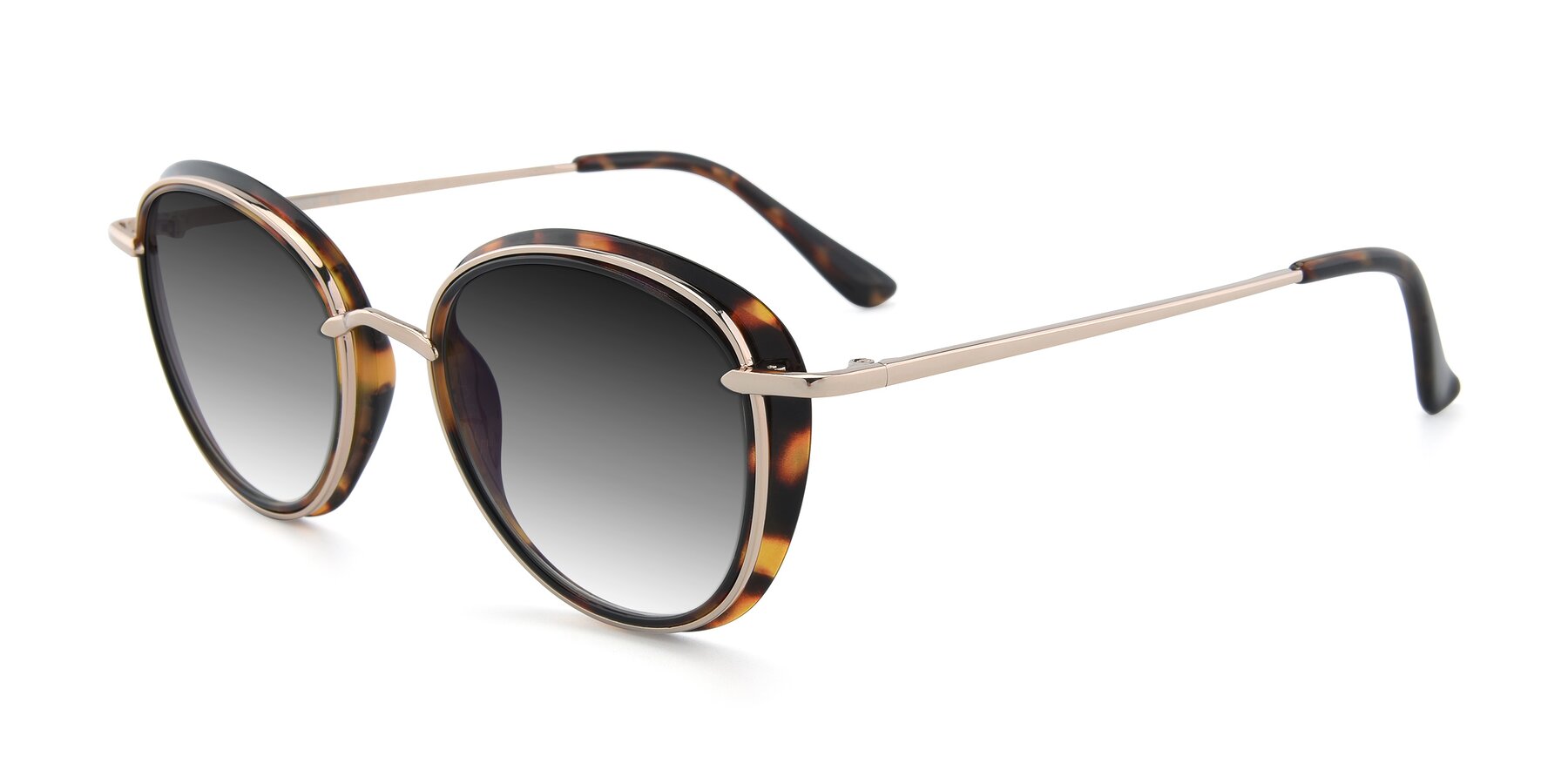 Angle of Cosmopolitan in Tortoise-Silver with Gray Gradient Lenses