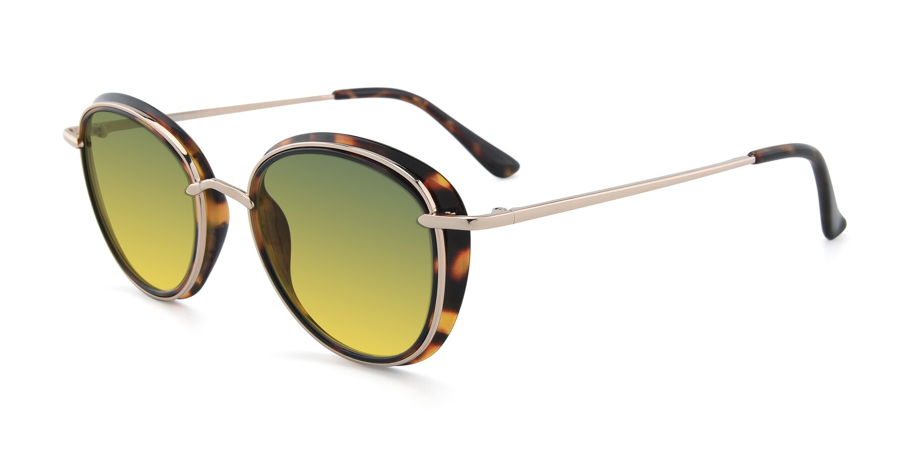 Angle of Cosmopolitan in Tortoise-Silver with Green / Yellow Gradient Lenses