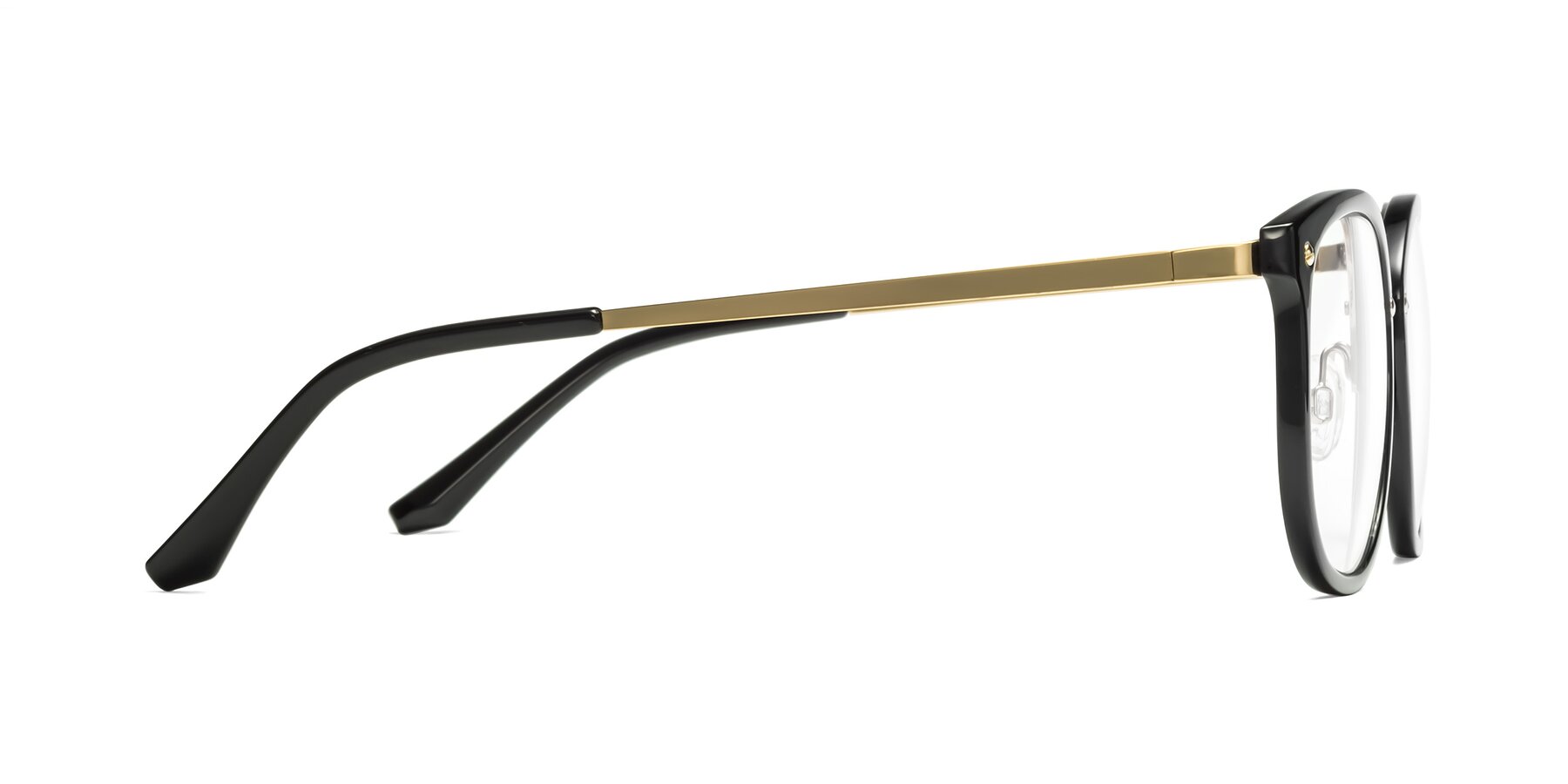 Side of Timeless in Black-Gold with Clear Eyeglass Lenses
