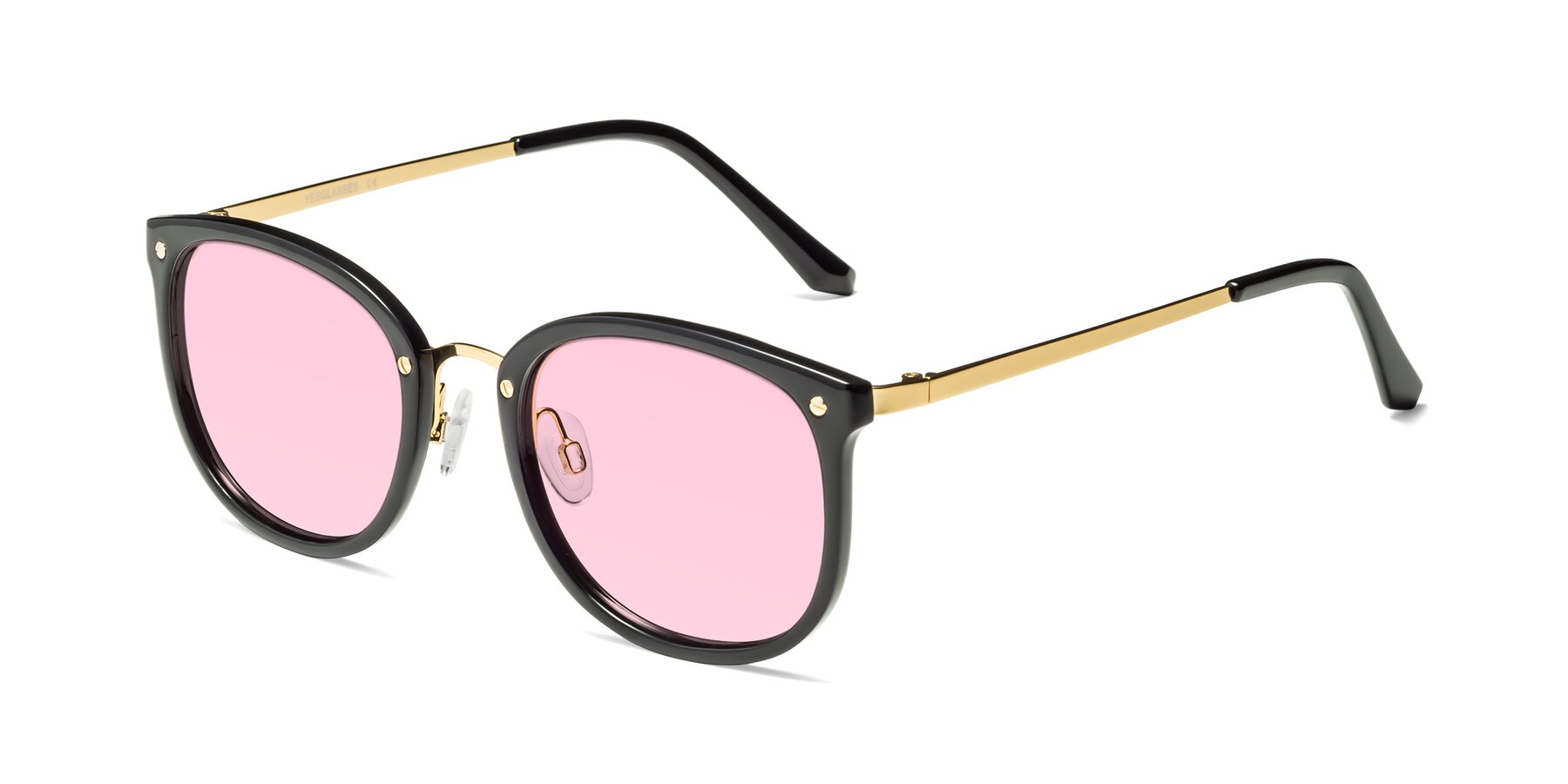 Angle of Timeless in Black-Gold with Light Pink Tinted Lenses