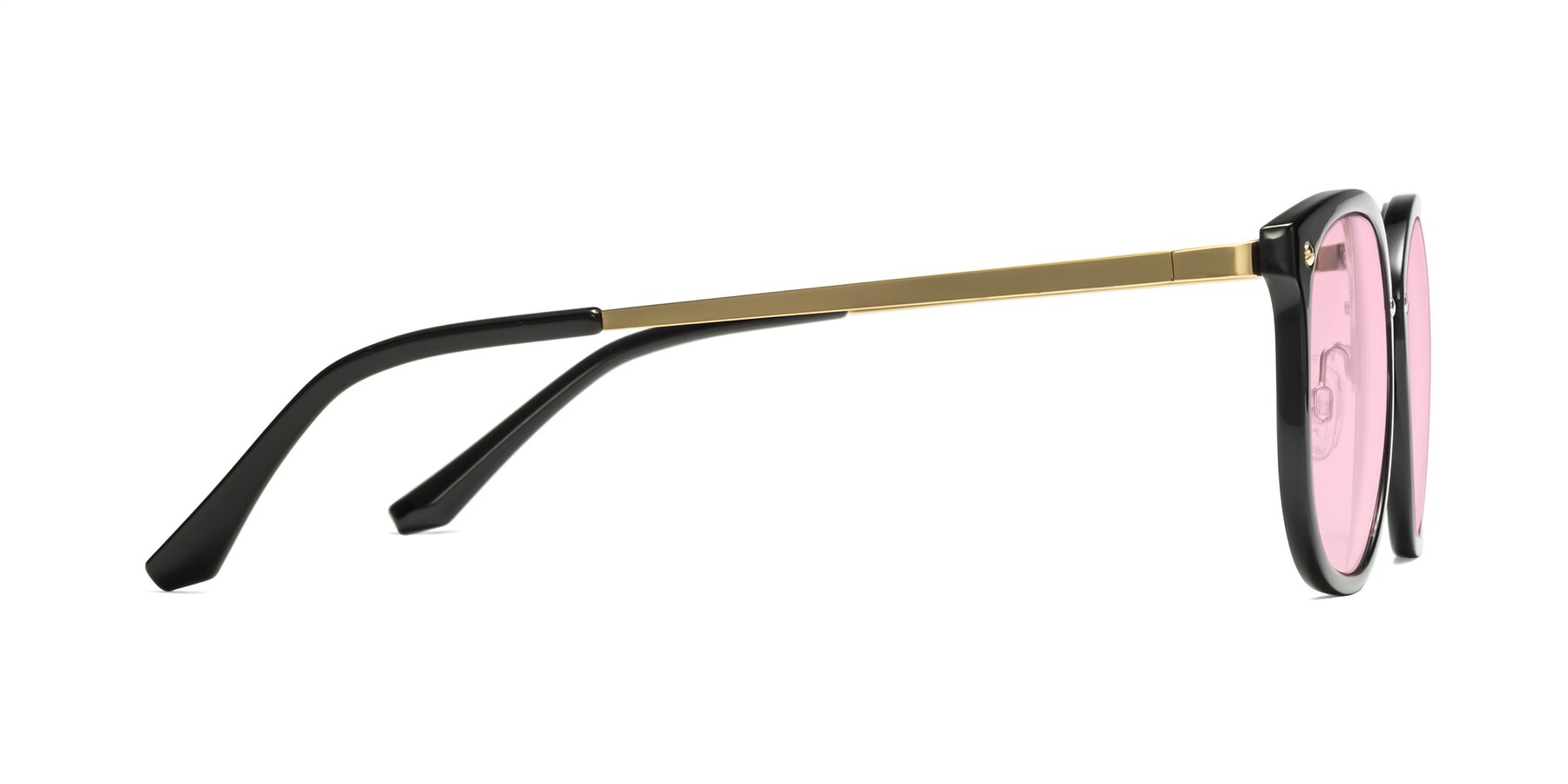 Side of Timeless in Black-Gold with Light Pink Tinted Lenses