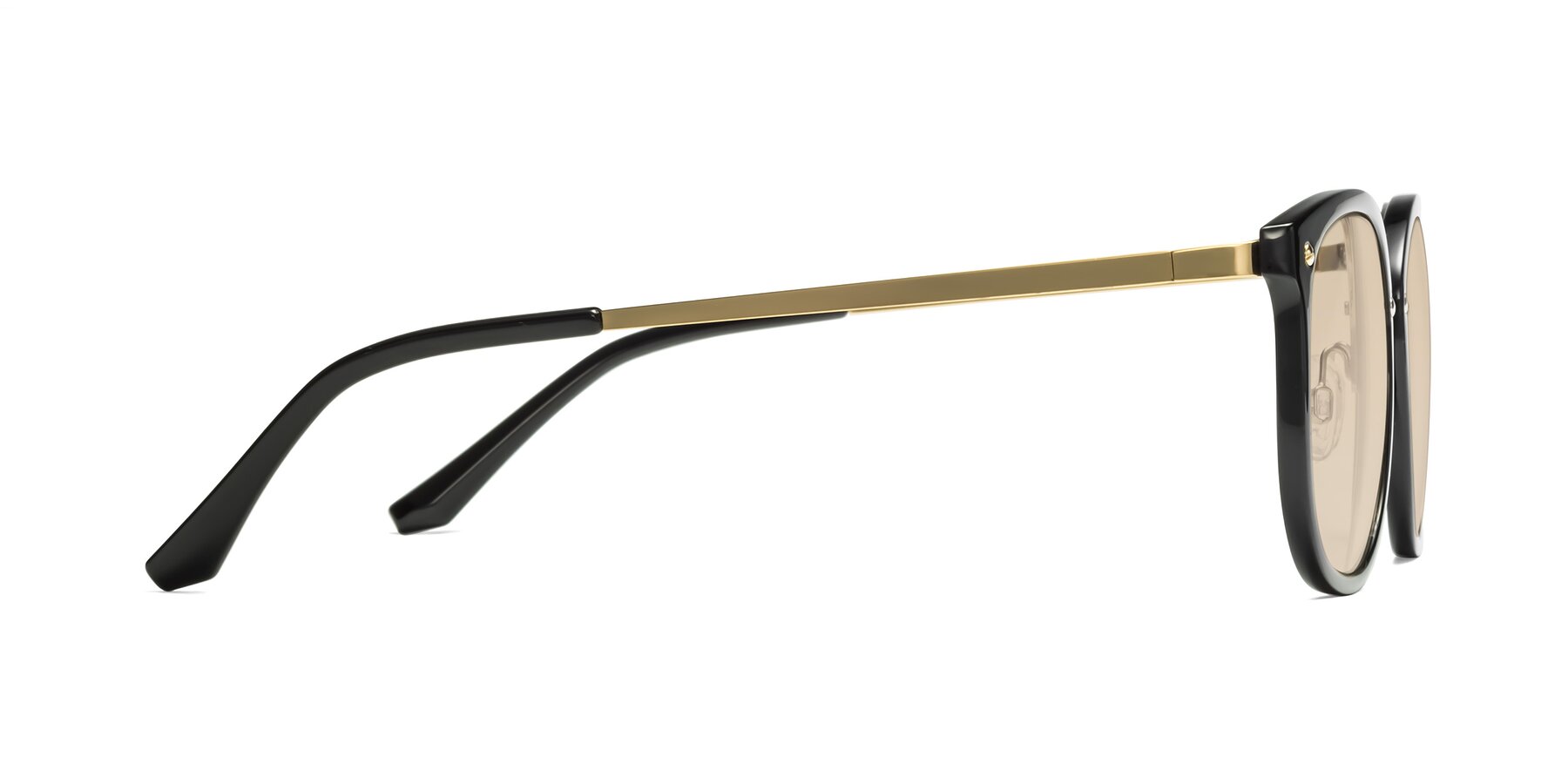 Side of Timeless in Black-Gold with Light Brown Tinted Lenses