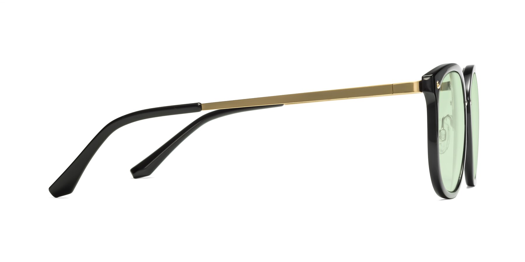 Side of Timeless in Black-Gold with Light Green Tinted Lenses