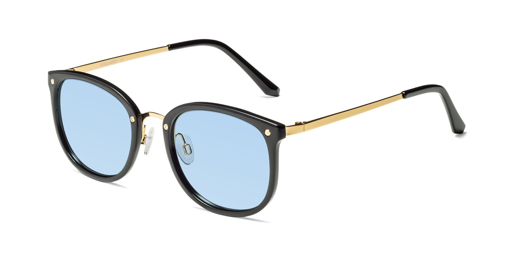 Angle of Timeless in Black-Gold with Light Blue Tinted Lenses