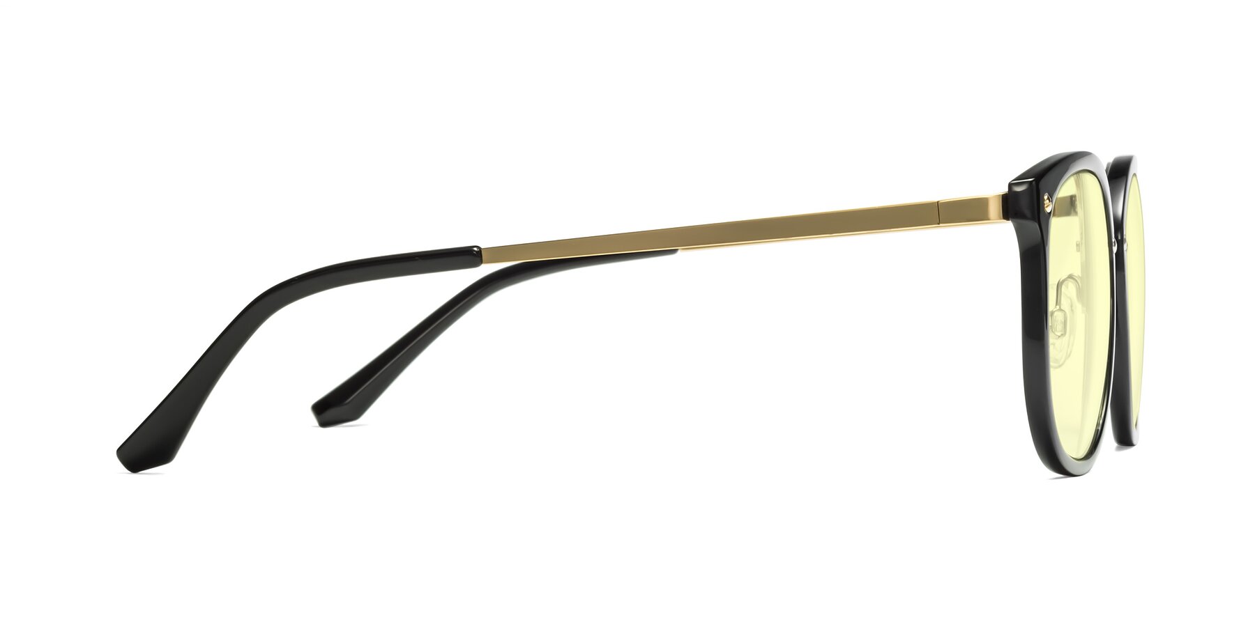 Side of Timeless in Black-Gold with Light Yellow Tinted Lenses