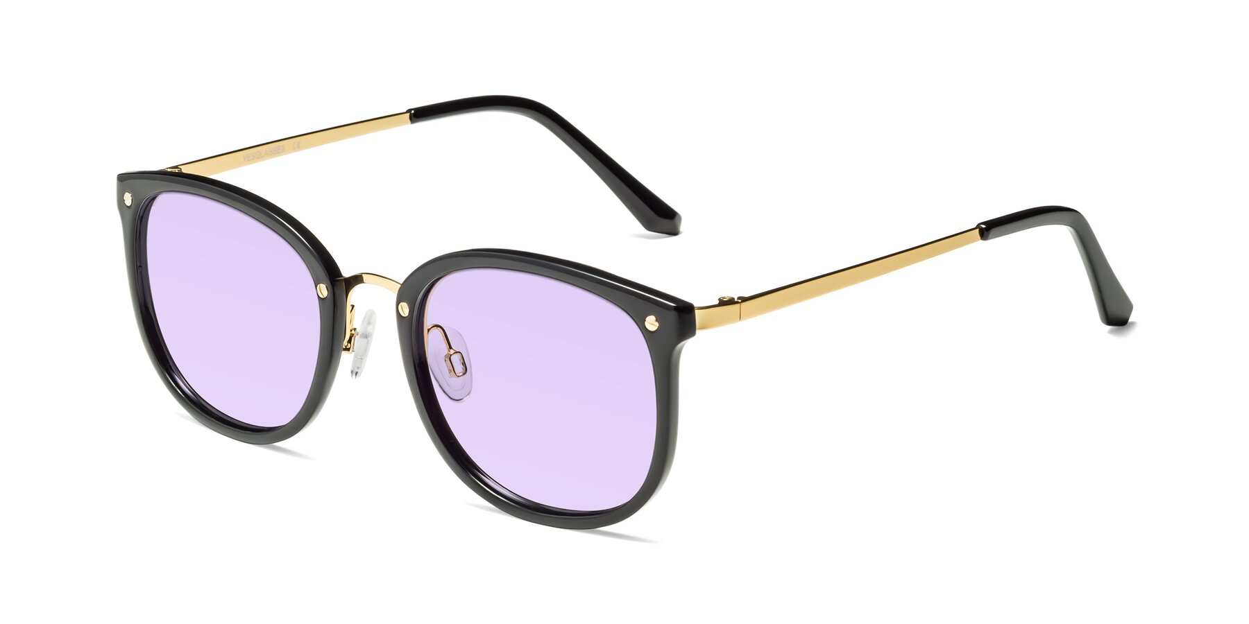 Angle of Timeless in Black-Gold with Light Purple Tinted Lenses