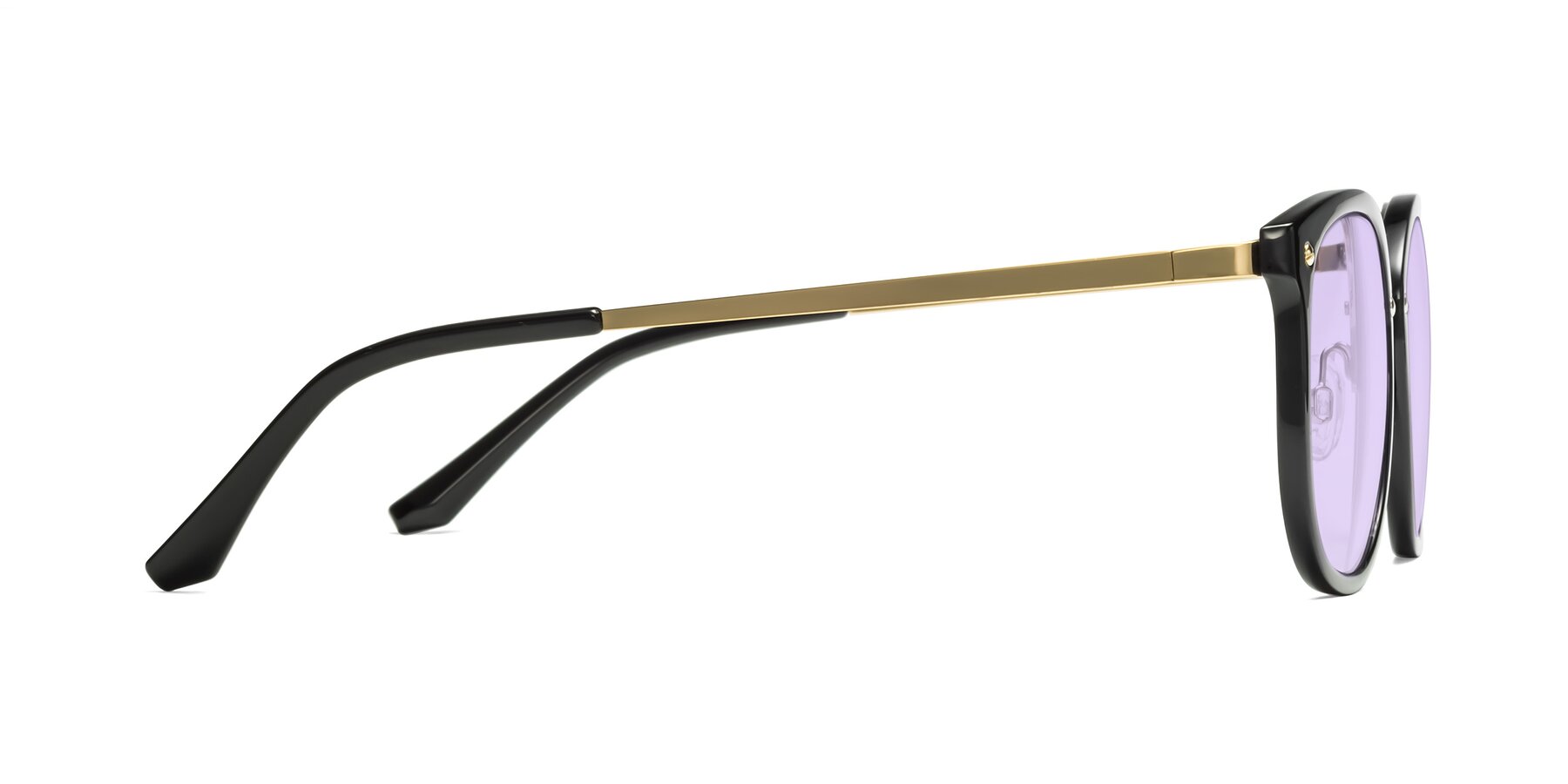 Side of Timeless in Black-Gold with Light Purple Tinted Lenses